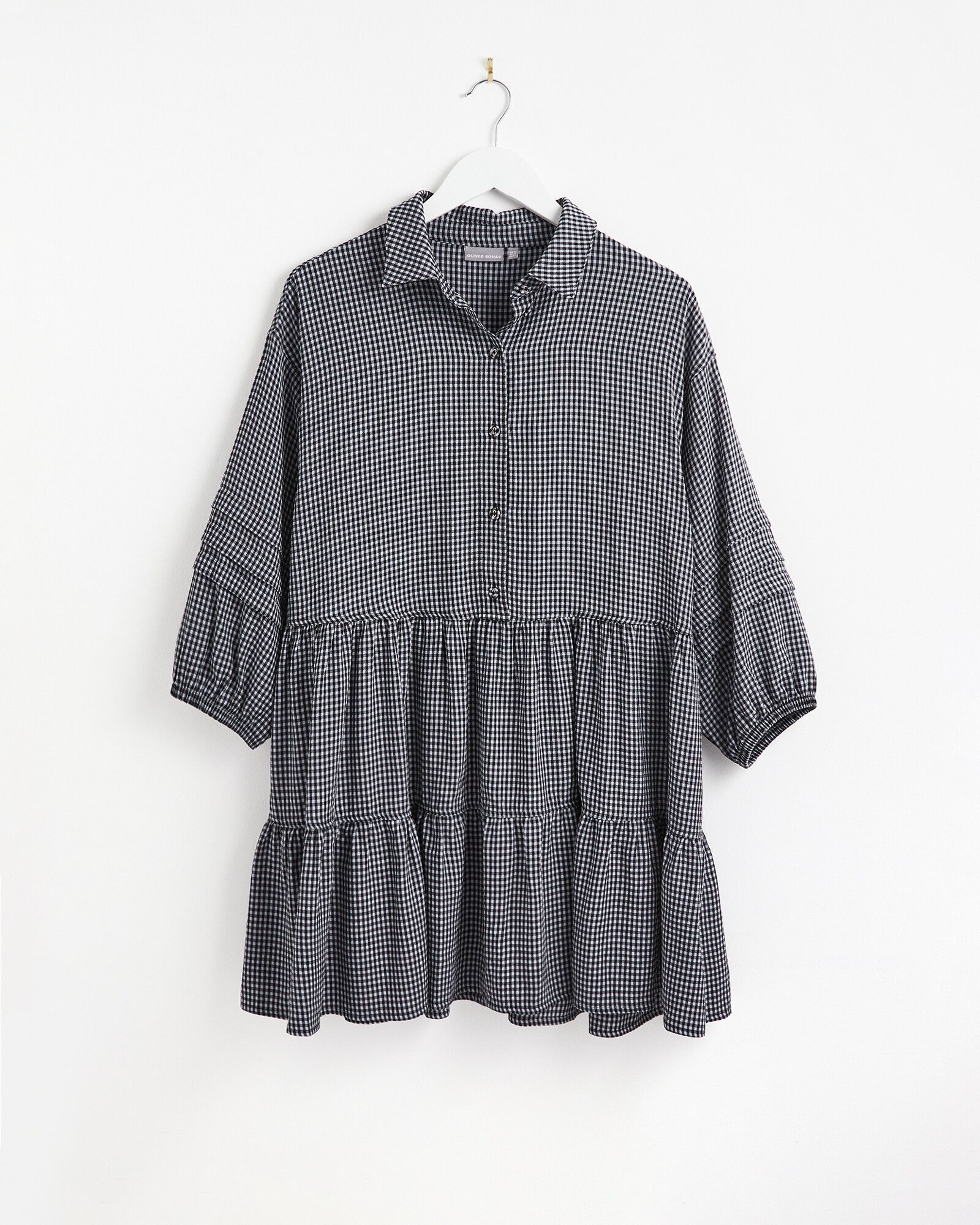 Mono Gingham Mini Shirt Dress | Oliver Bonas