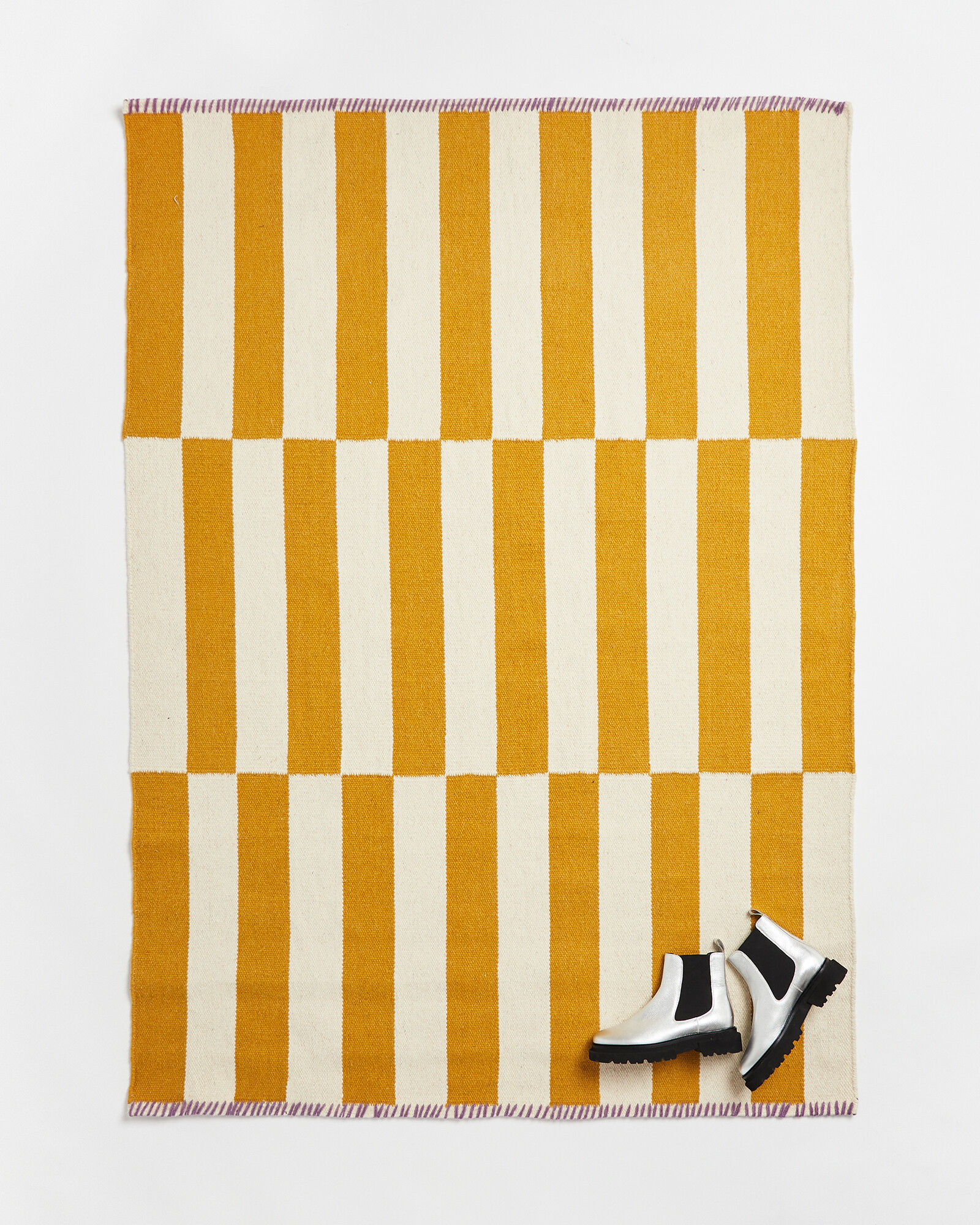 Simeon Woven Striped Cotton Runner Rug Oliver Bonas