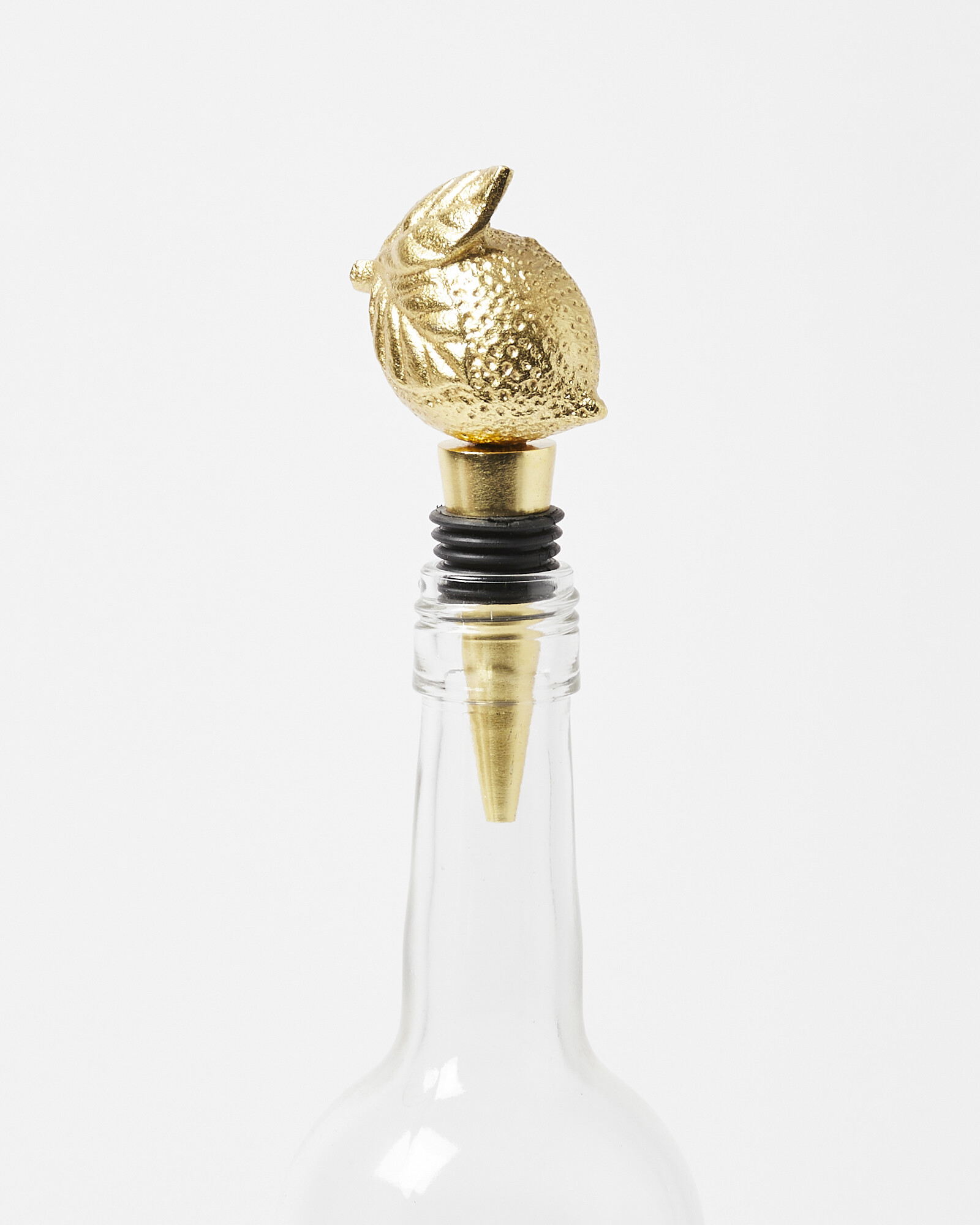 Lemon Gold Metal Bottle Stop Oliver Bonas