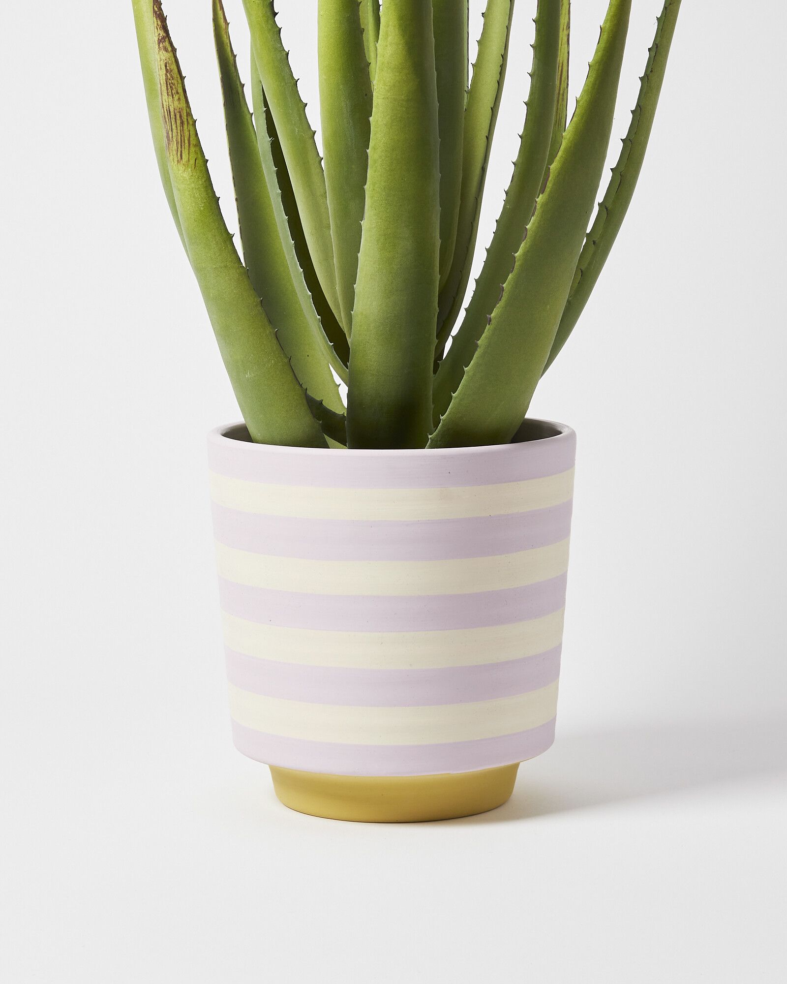 Ueno Purple Stripe Ceramic Plant Pot Medium | Oliver Bonas