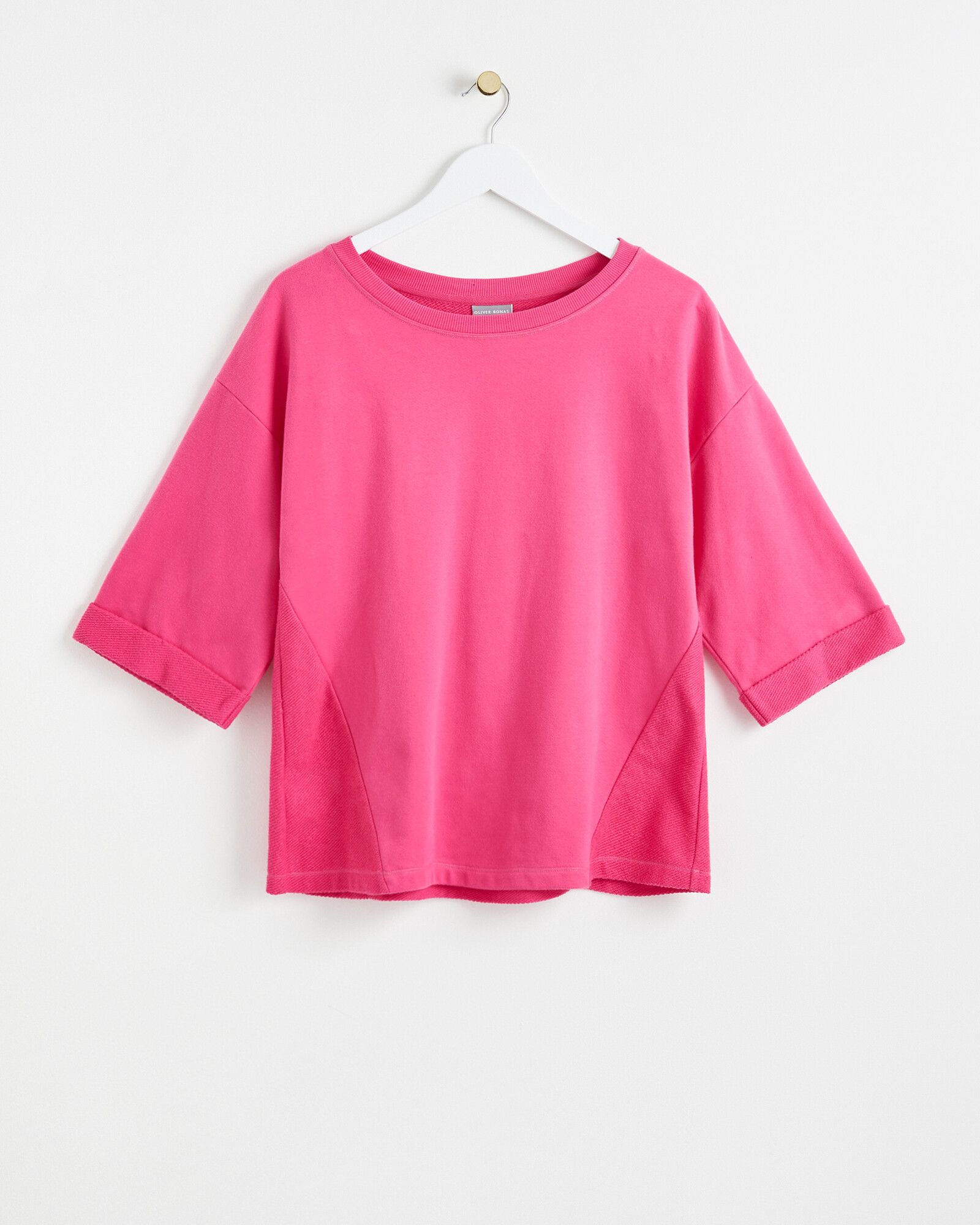 Seam Detail Pink Short Sleeve Sweatshirt | Oliver Bonas