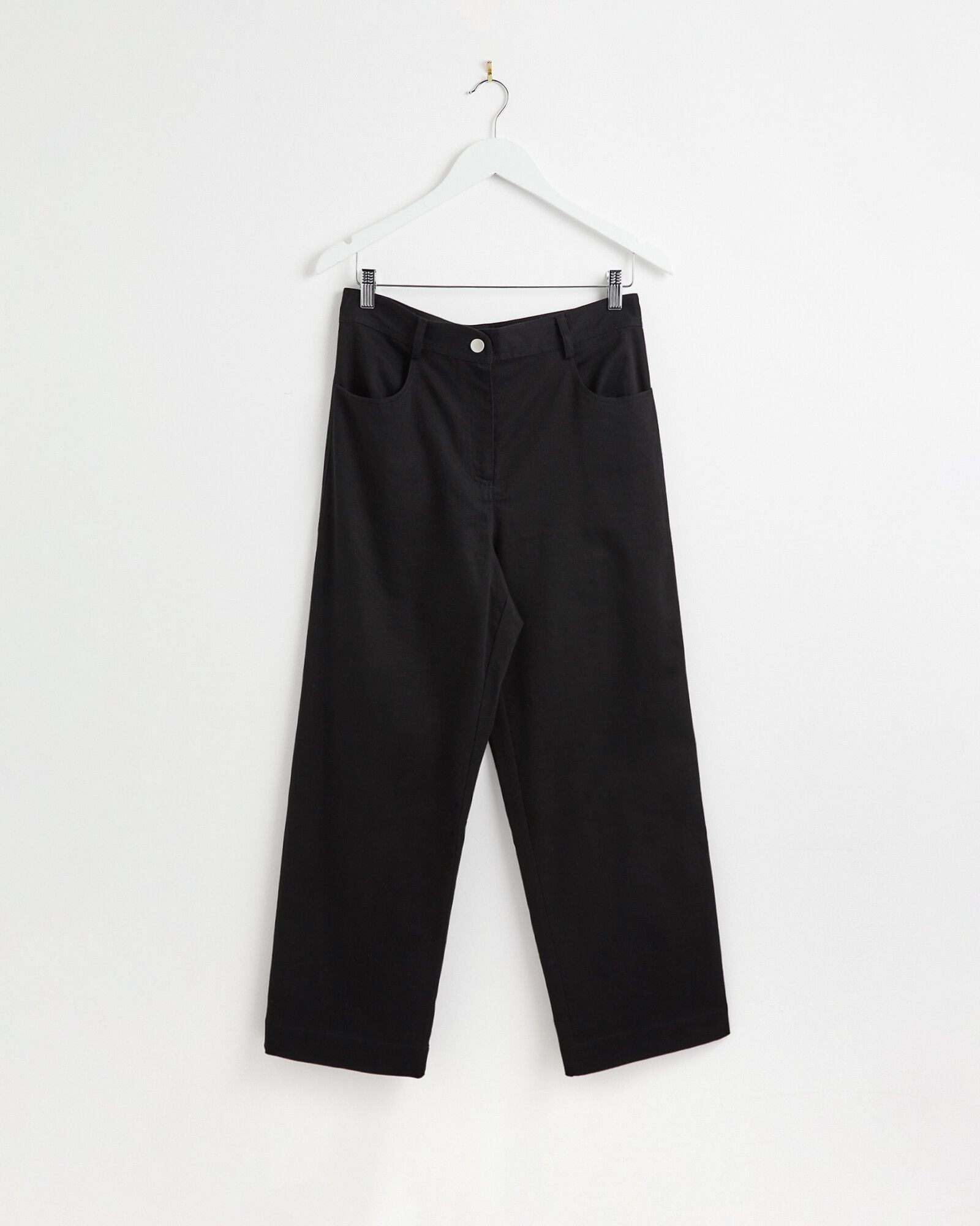Cotton Twill Black Trousers | Oliver Bonas