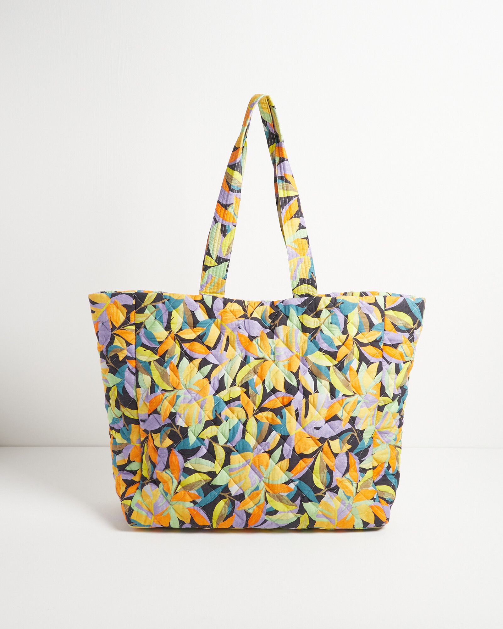 Quilted Leaf Yellow Fabric Tote Bag | Oliver Bonas