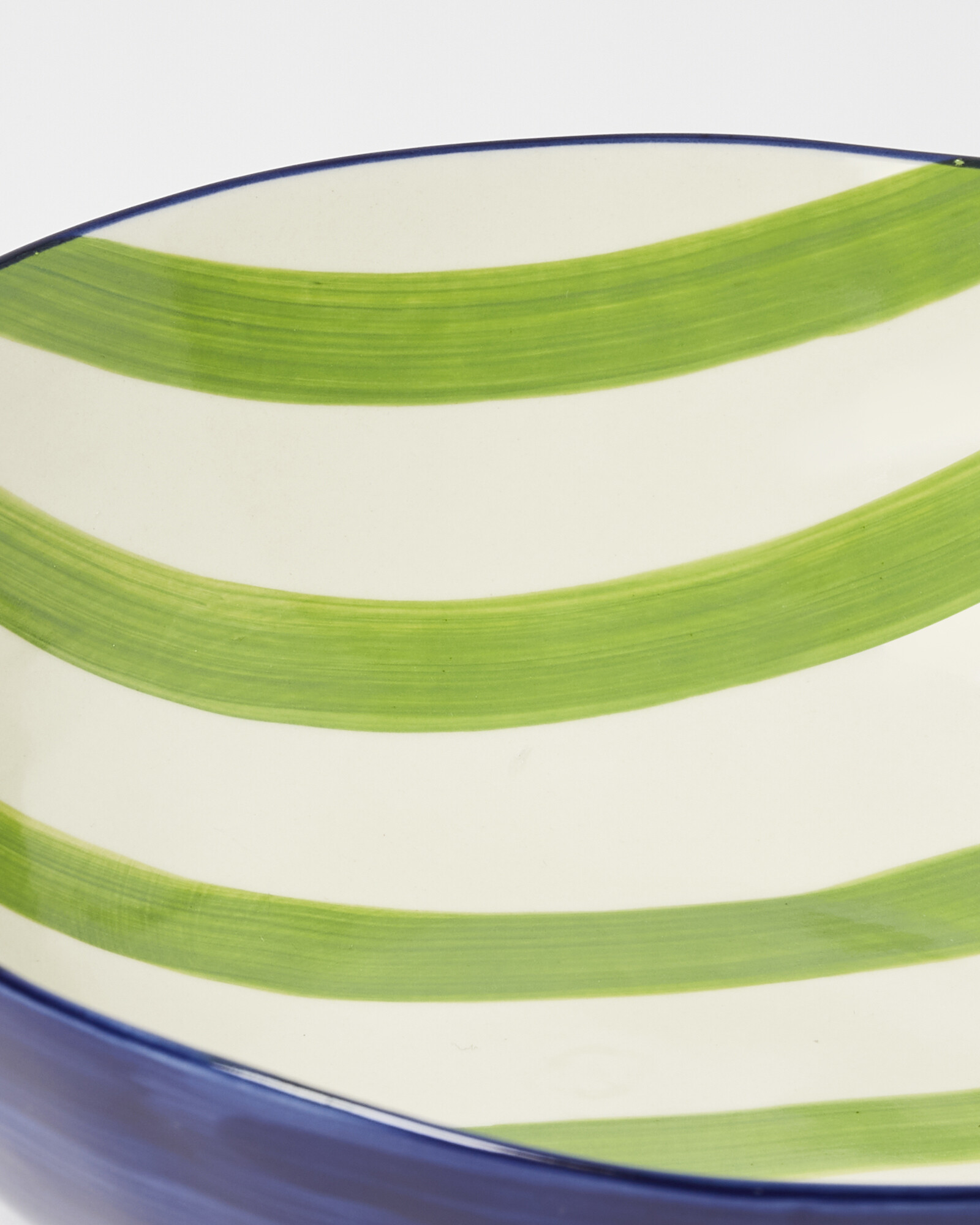 Azur Green Stripe Ceramic Salad Bowl Oliver Bonas