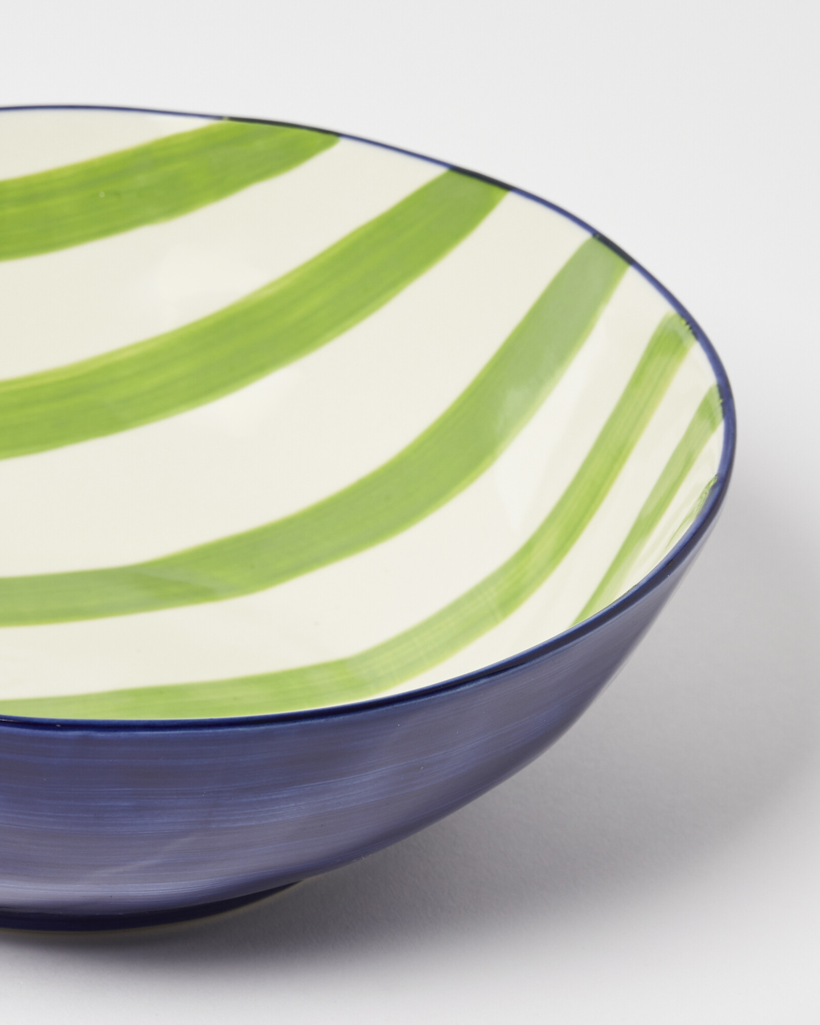 Azur Green Stripe Ceramic Salad Bowl Oliver Bonas