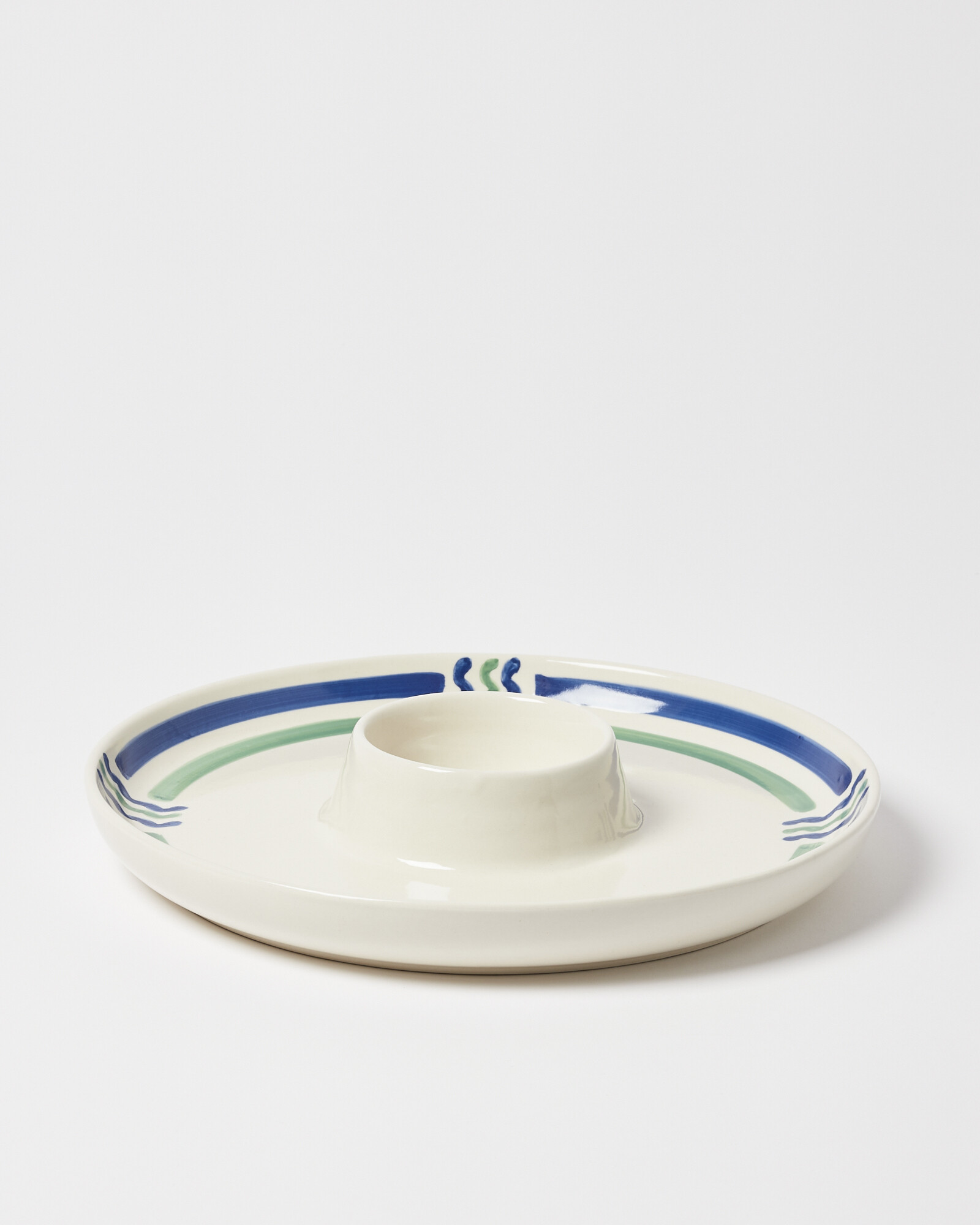 Azur Ceramic Chip & Dip Serving Plate Oliver Bonas