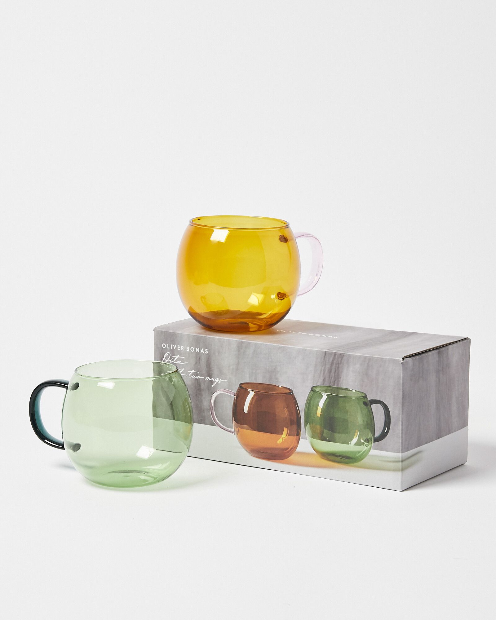 Oita Colourful Glass Coffee Cups Set of Two | Oliver Bonas