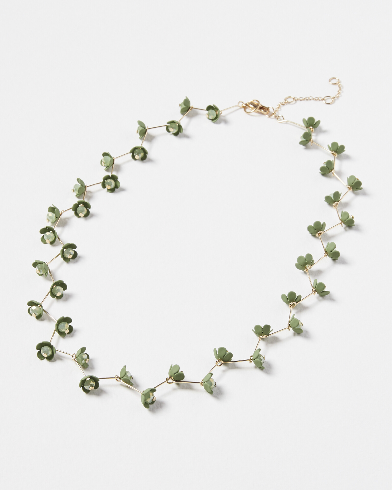 Fleur Flower Link Sage Green Collar Necklace Oliver Bonas