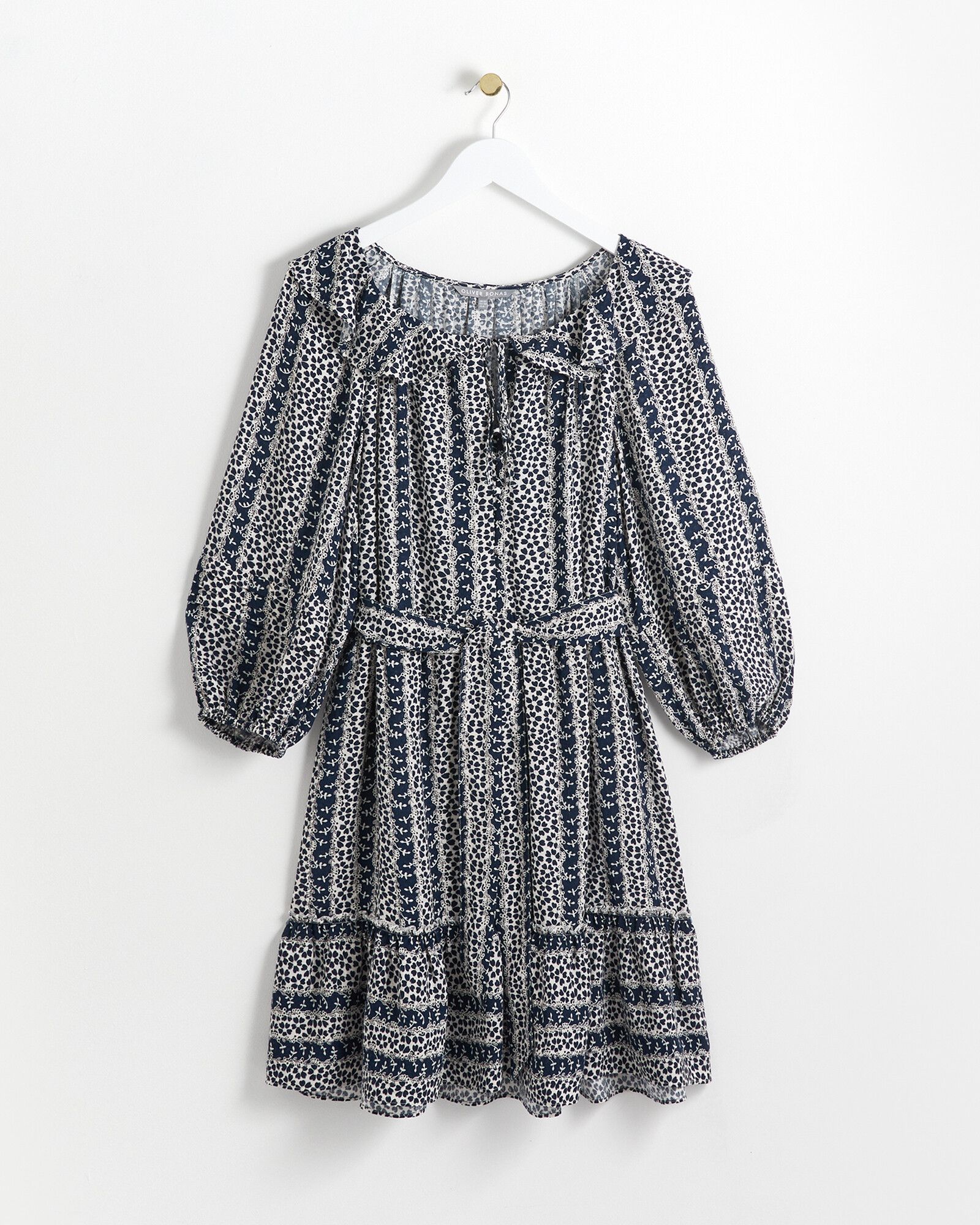 Mono Daisy Print Stripe Mini Dress | Oliver Bonas