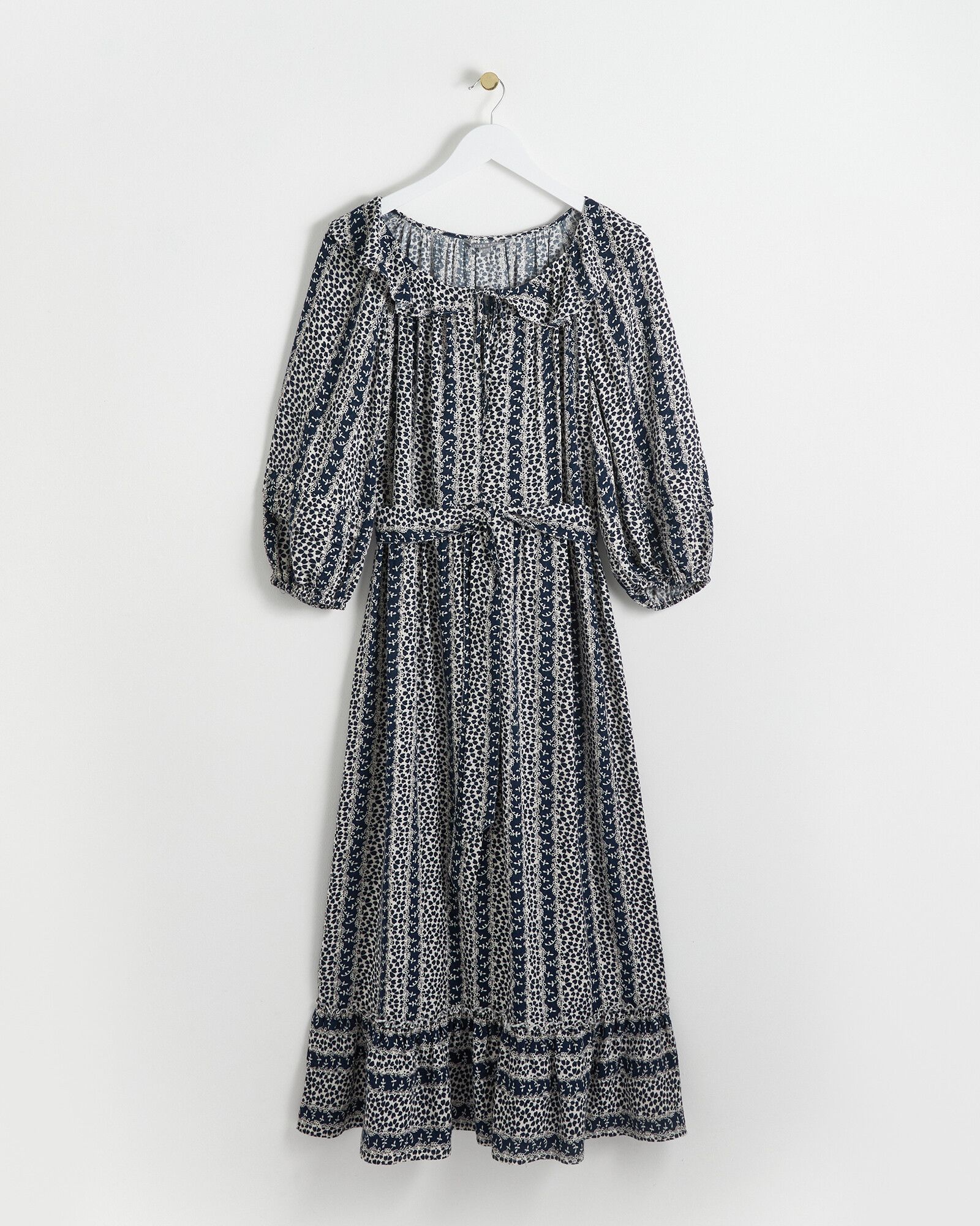 Mono Daisy Print Stripe Midi Dress | Oliver Bonas