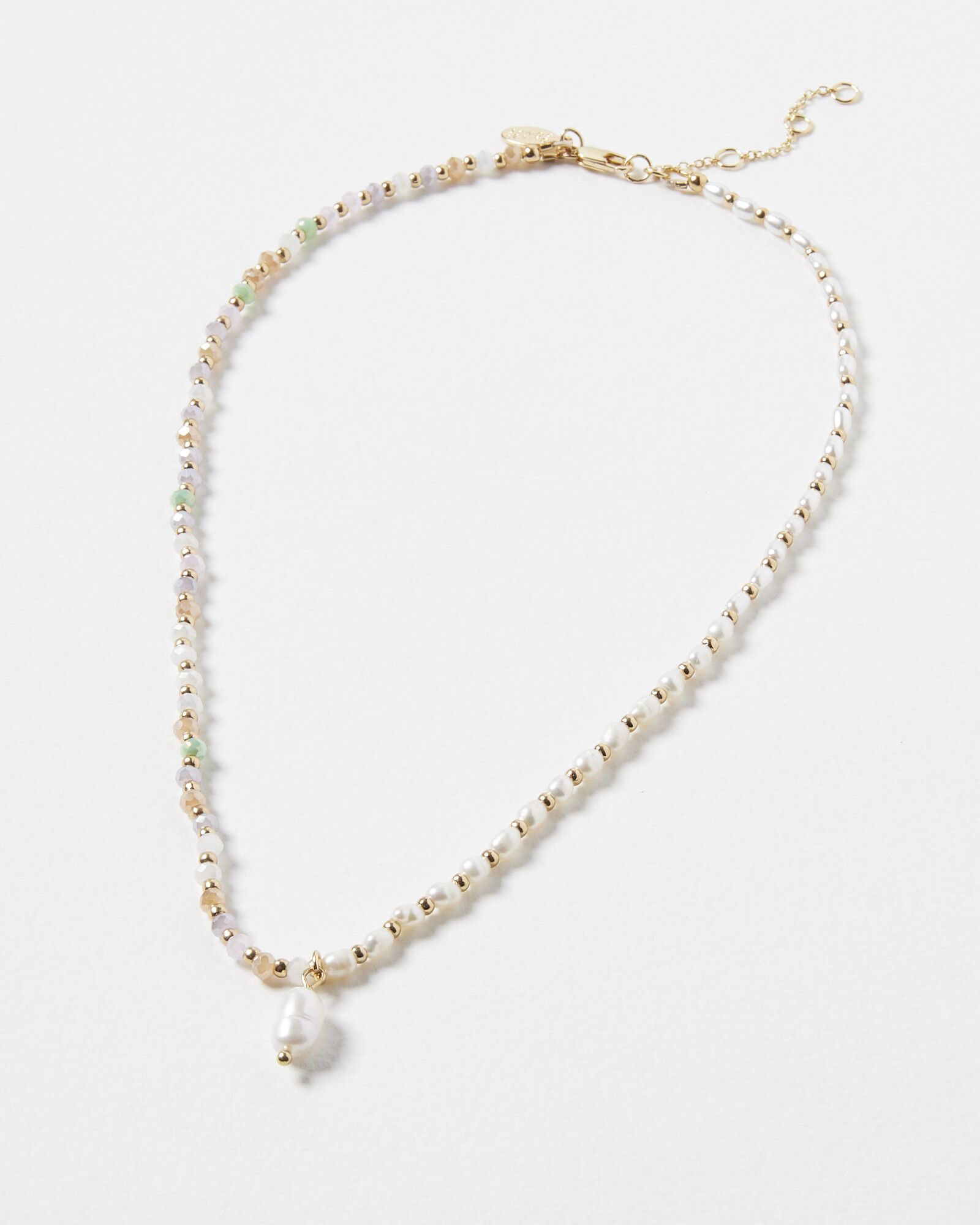 Alaia Pearl & Half Beaded Chain Pearl Drop Necklace | Oliver Bonas