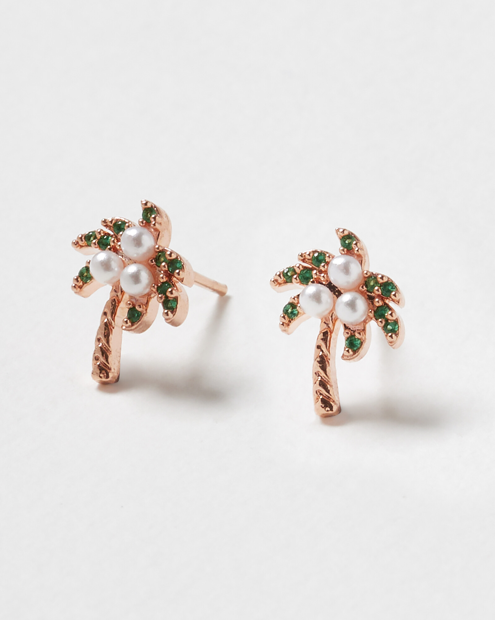 Palm Tree Stone Detail Stud Earrings Oliver Bonas