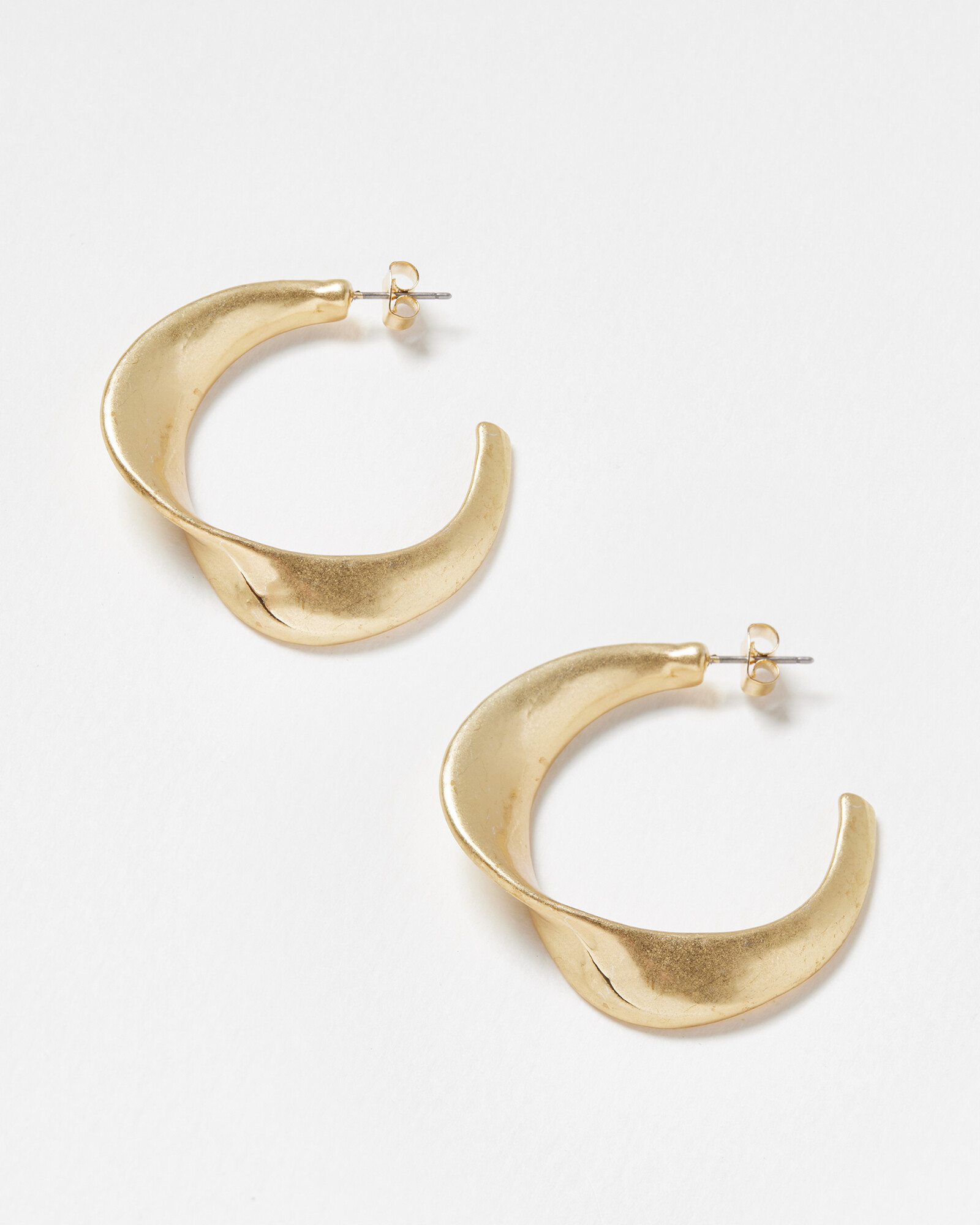 Maria Worn Gold Twist Over Hoop Earrings Oliver Bonas