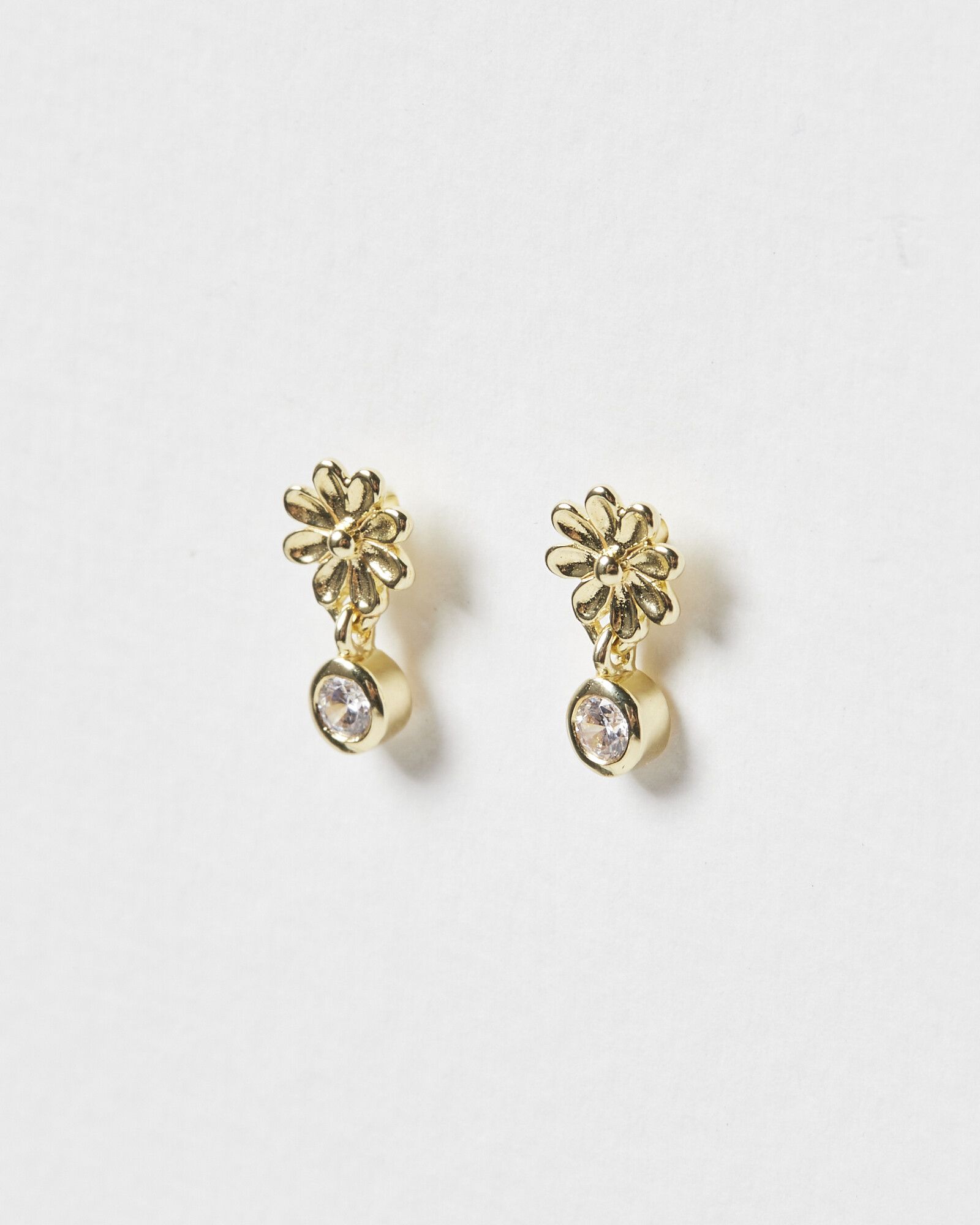 Aurora Flower Casting Drop Gold Plated Earrings | Oliver Bonas