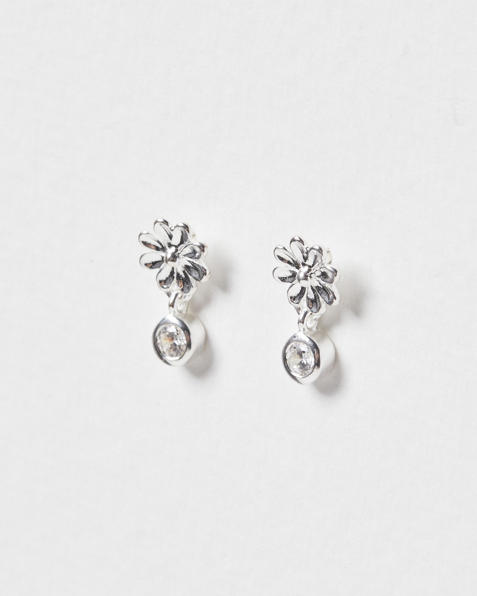 Aurora Flower Casting Drop Silver Drop Earrings | Oliver Bonas