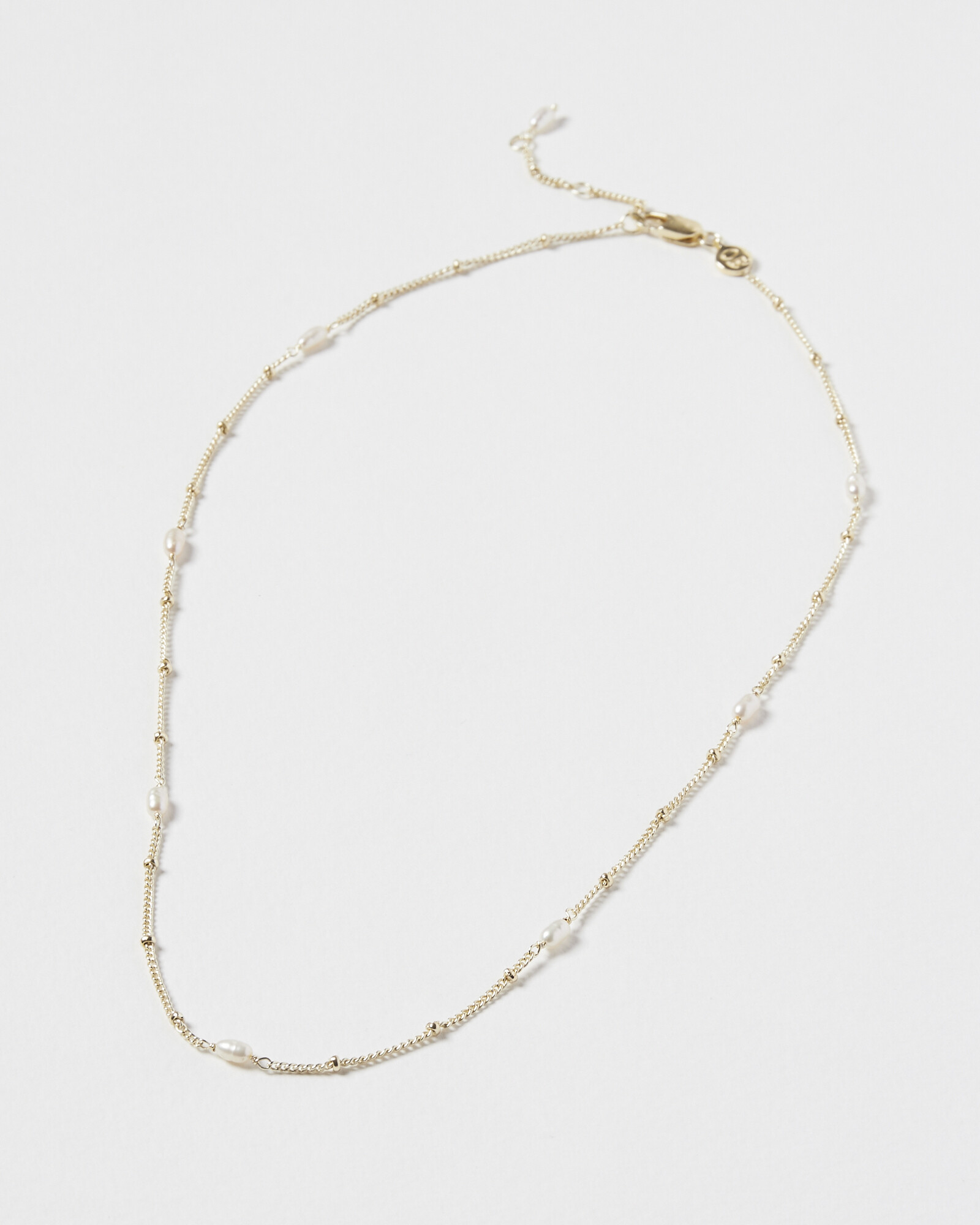 Mila Pearl Detail Gold Plated Chain Necklace | Oliver Bonas