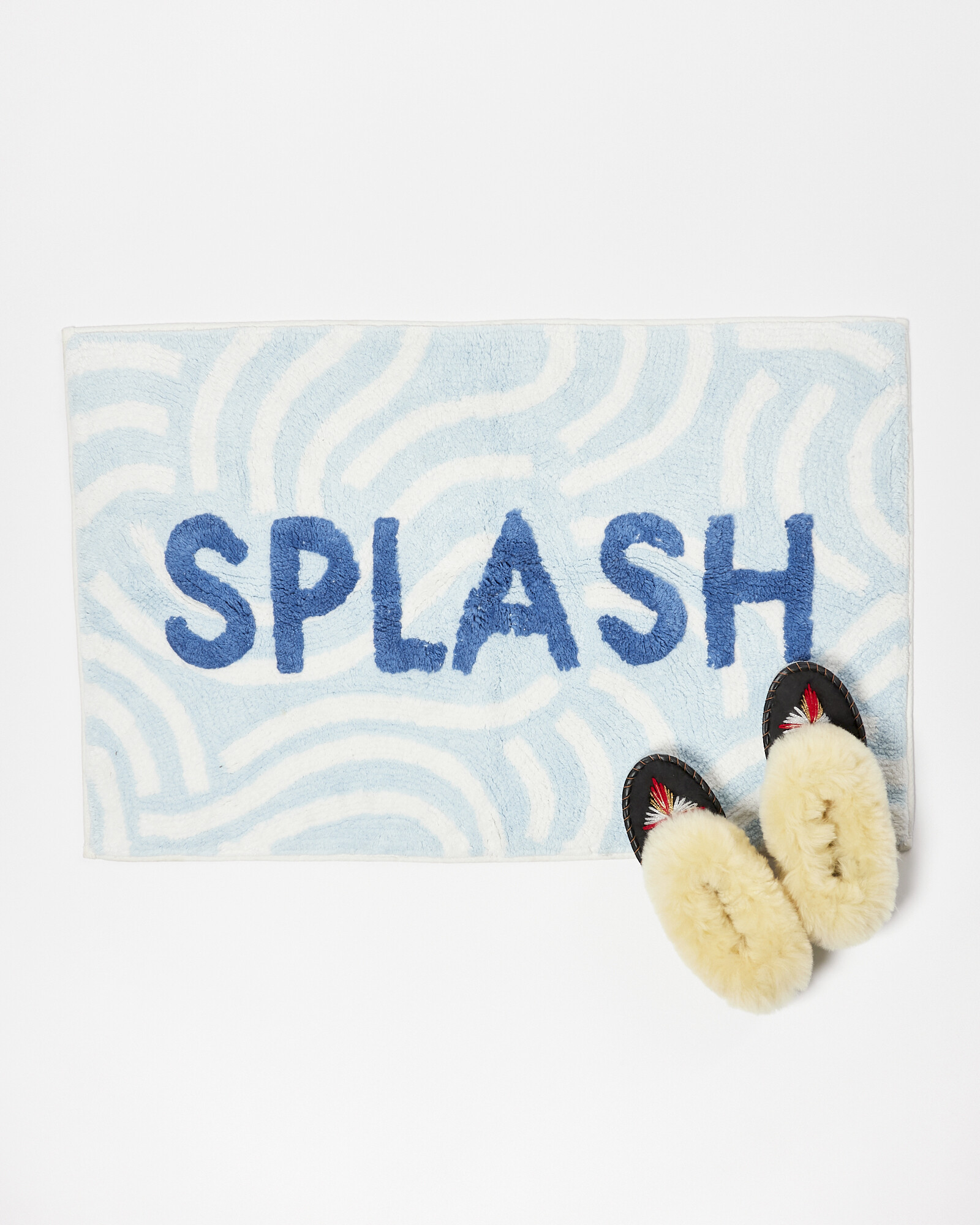 Splash Blue Cotton Bath Mat Medium Oliver Bonas