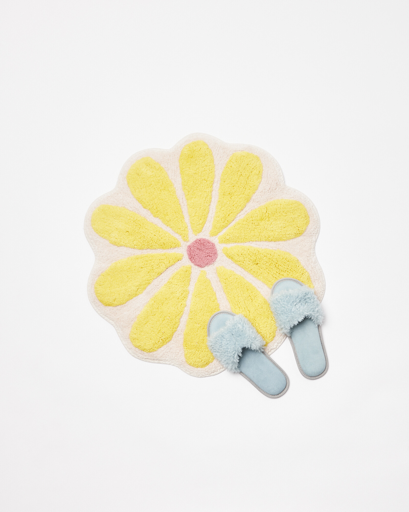 Floral Pink Cotton Round Bath Mat Small Oliver Bonas