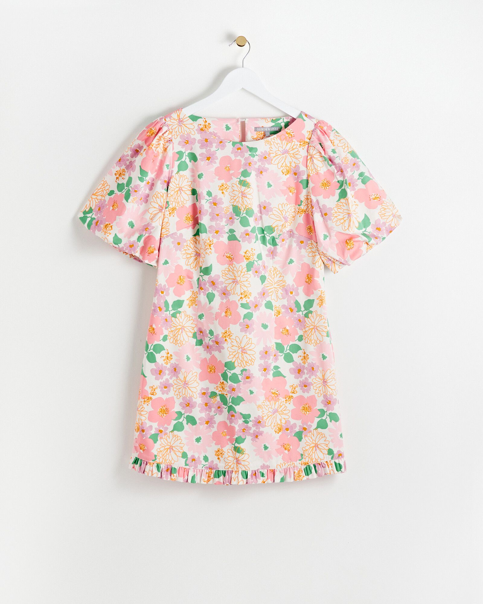 Bloom Floral Print Pink Mini Dress | Oliver Bonas