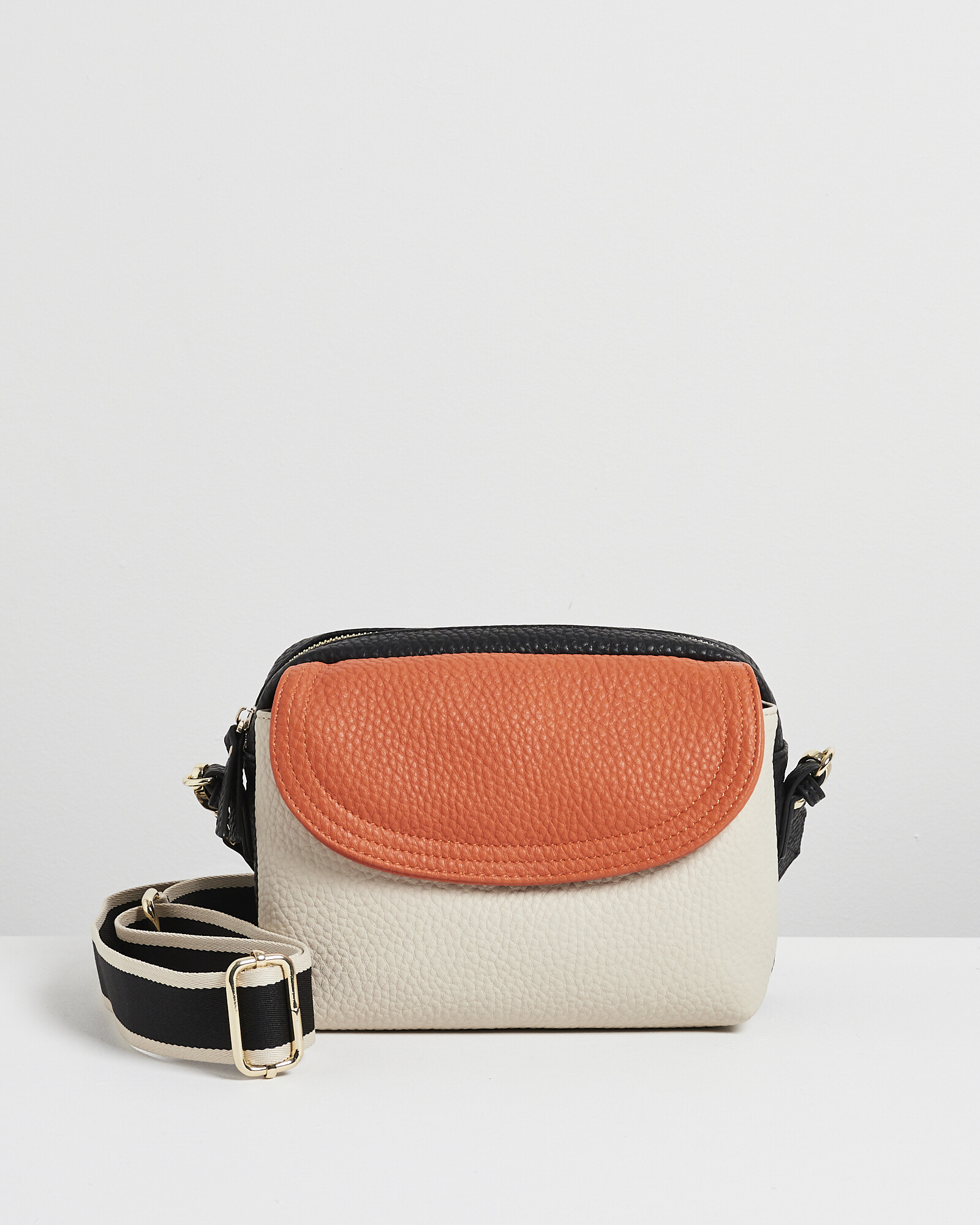 Mila Flap Colourblock Black Crossbody Bag Oliver Bonas US