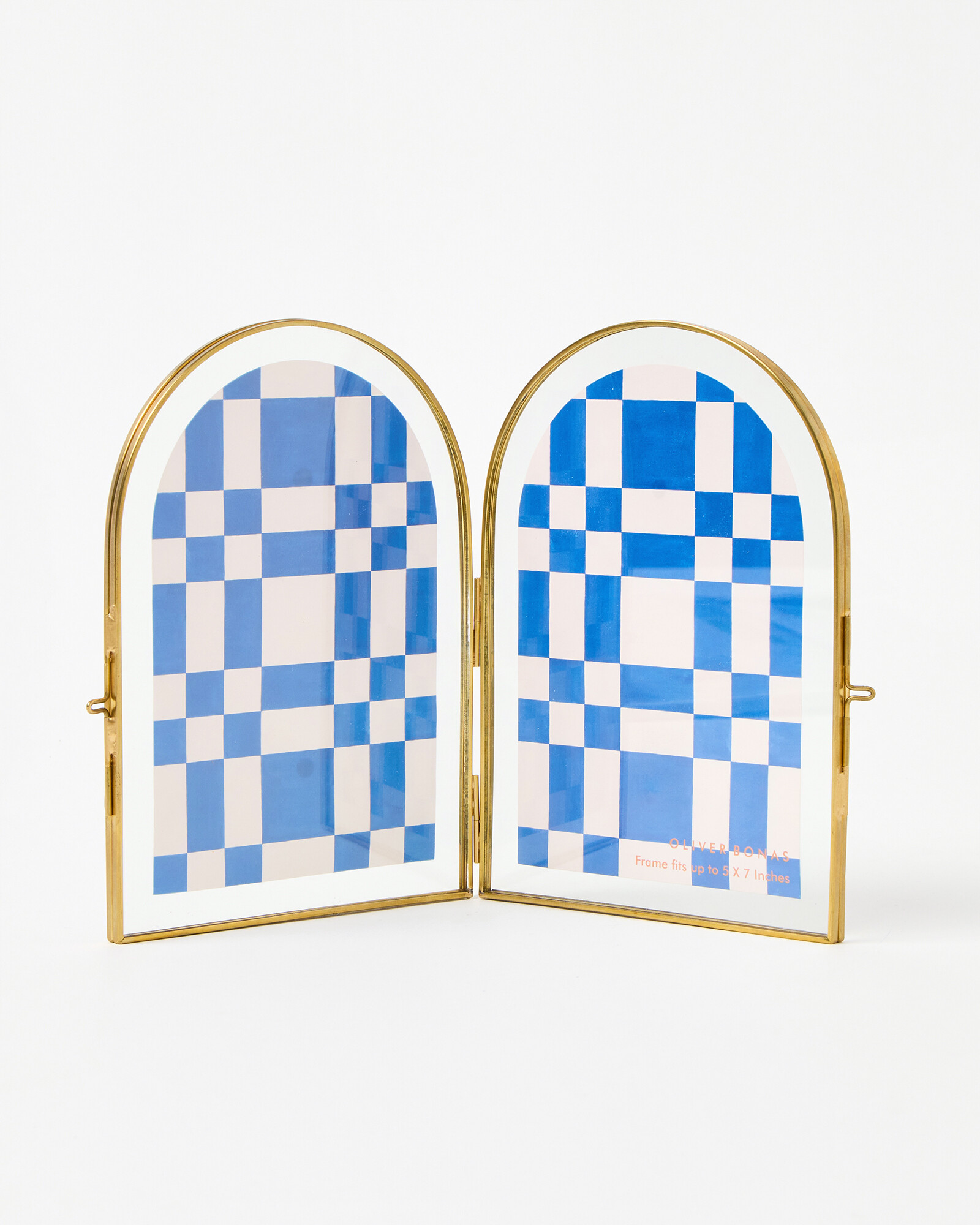 Gold & Glass Double Arch Standing Photo Frame