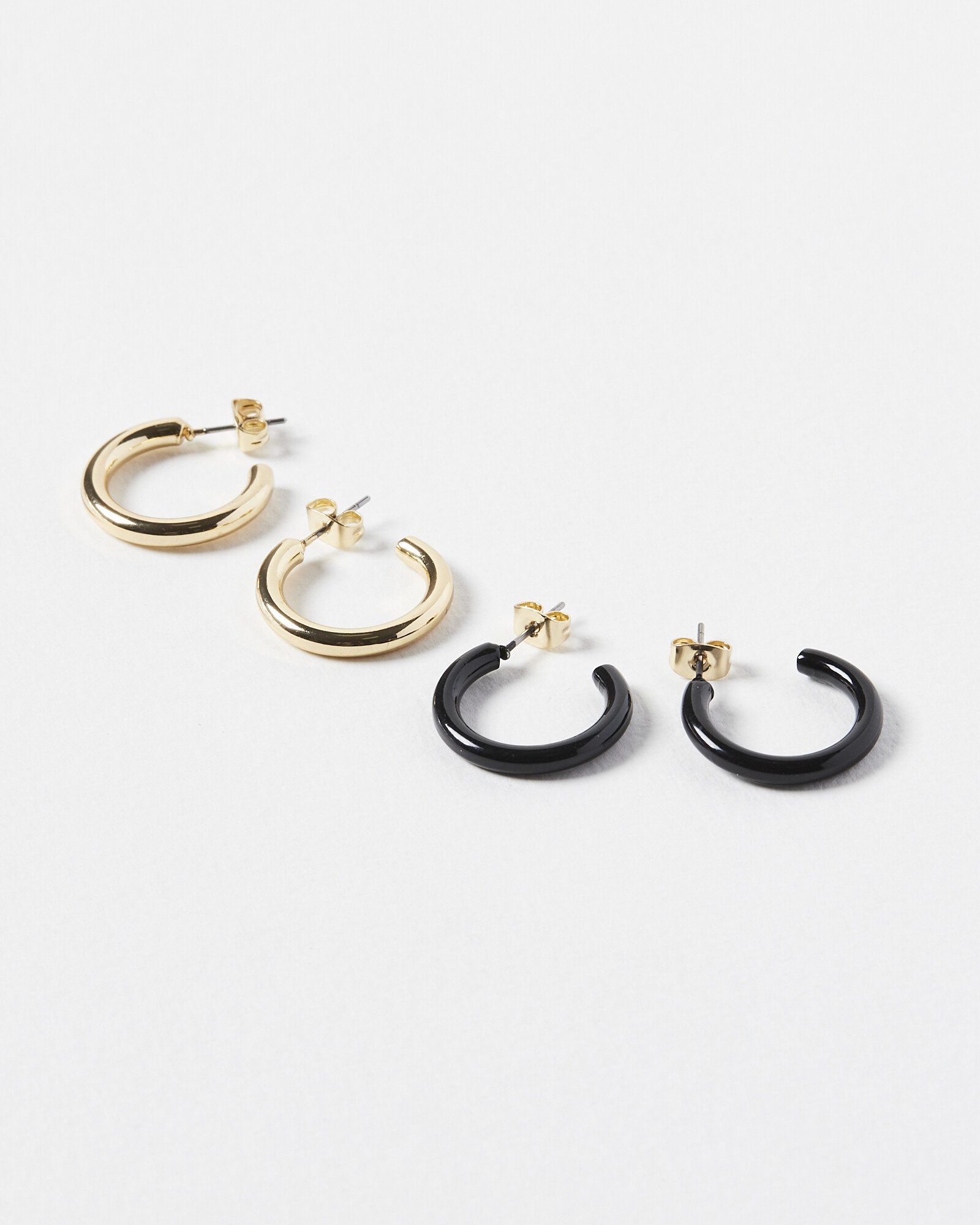 Zari Gold & Black Hoop Earrings Pack of Two Oliver Bonas