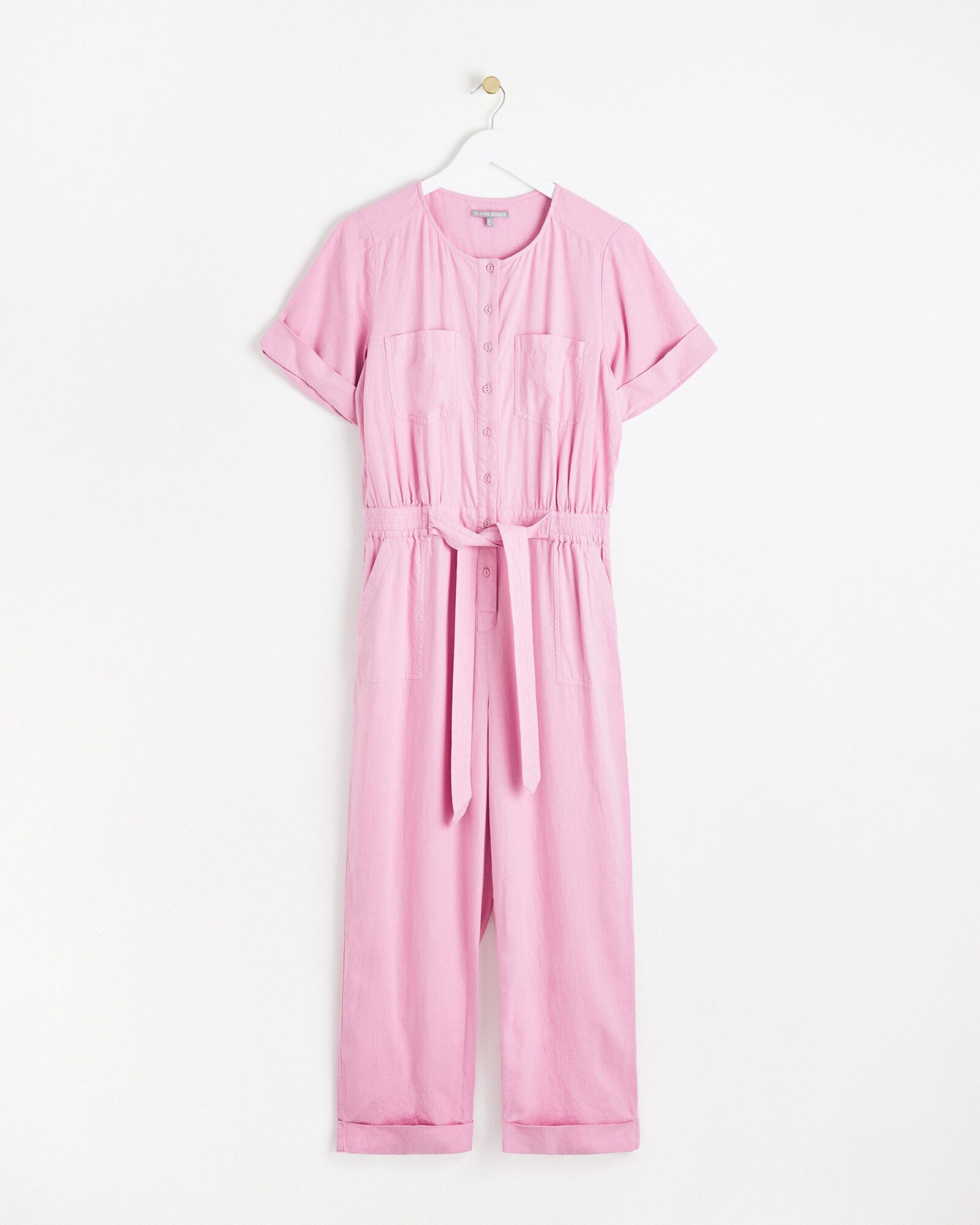 Linen Mix Pink Jumpsuit | Oliver Bonas