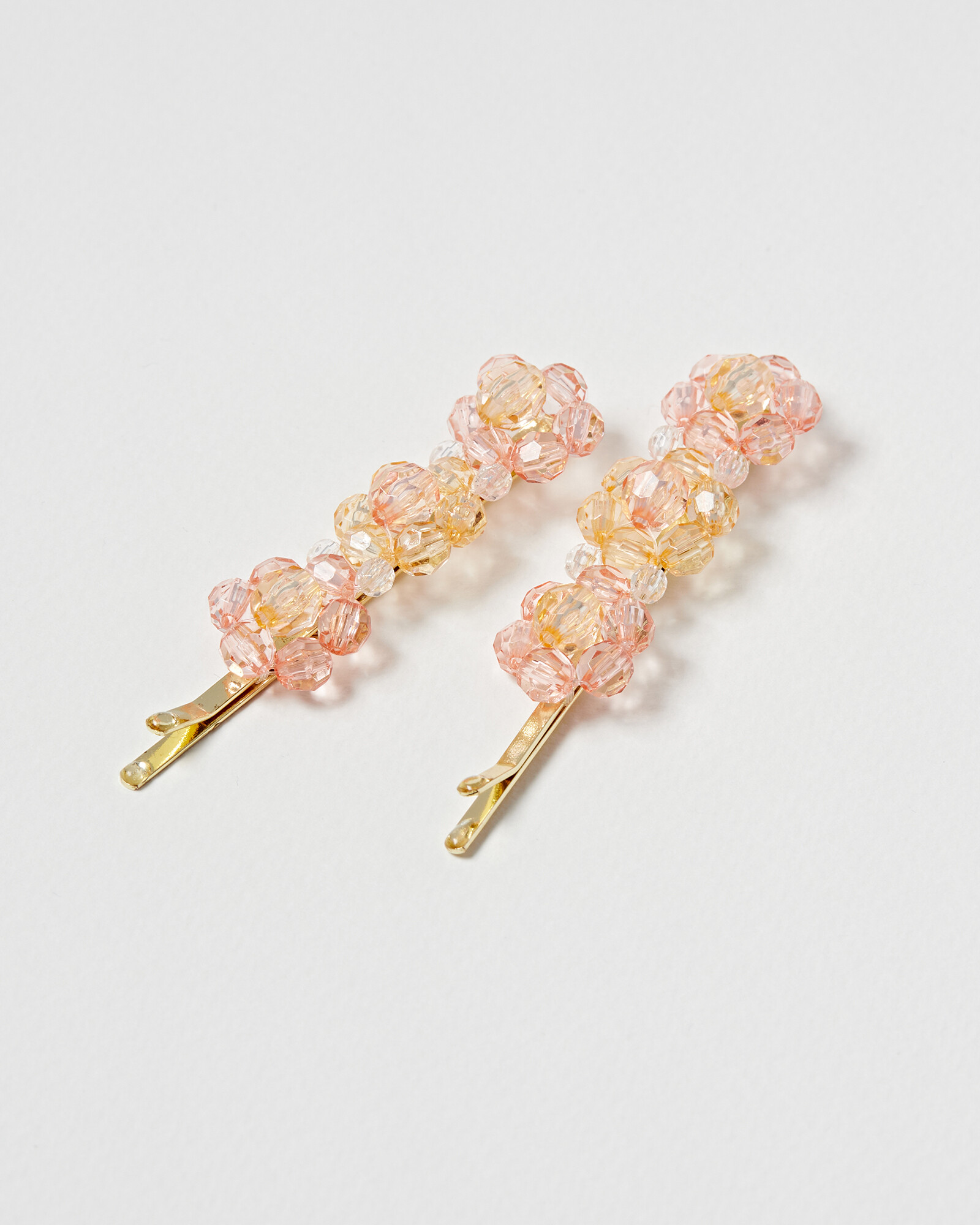 Indigo Beaded Flowers Pink Hair Slides Pack of Two Oliver Bonas