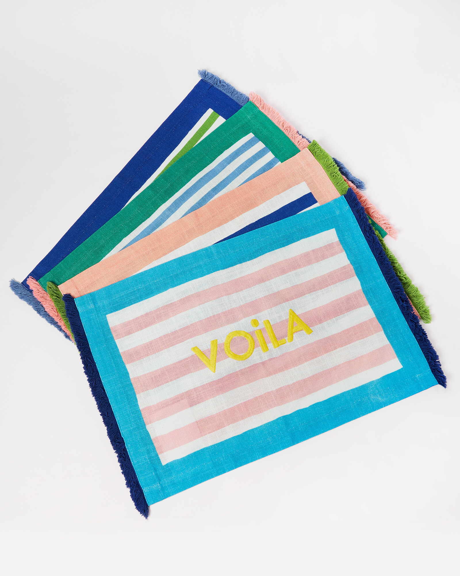Voila Fringed Placemat Set of Four Oliver Bonas