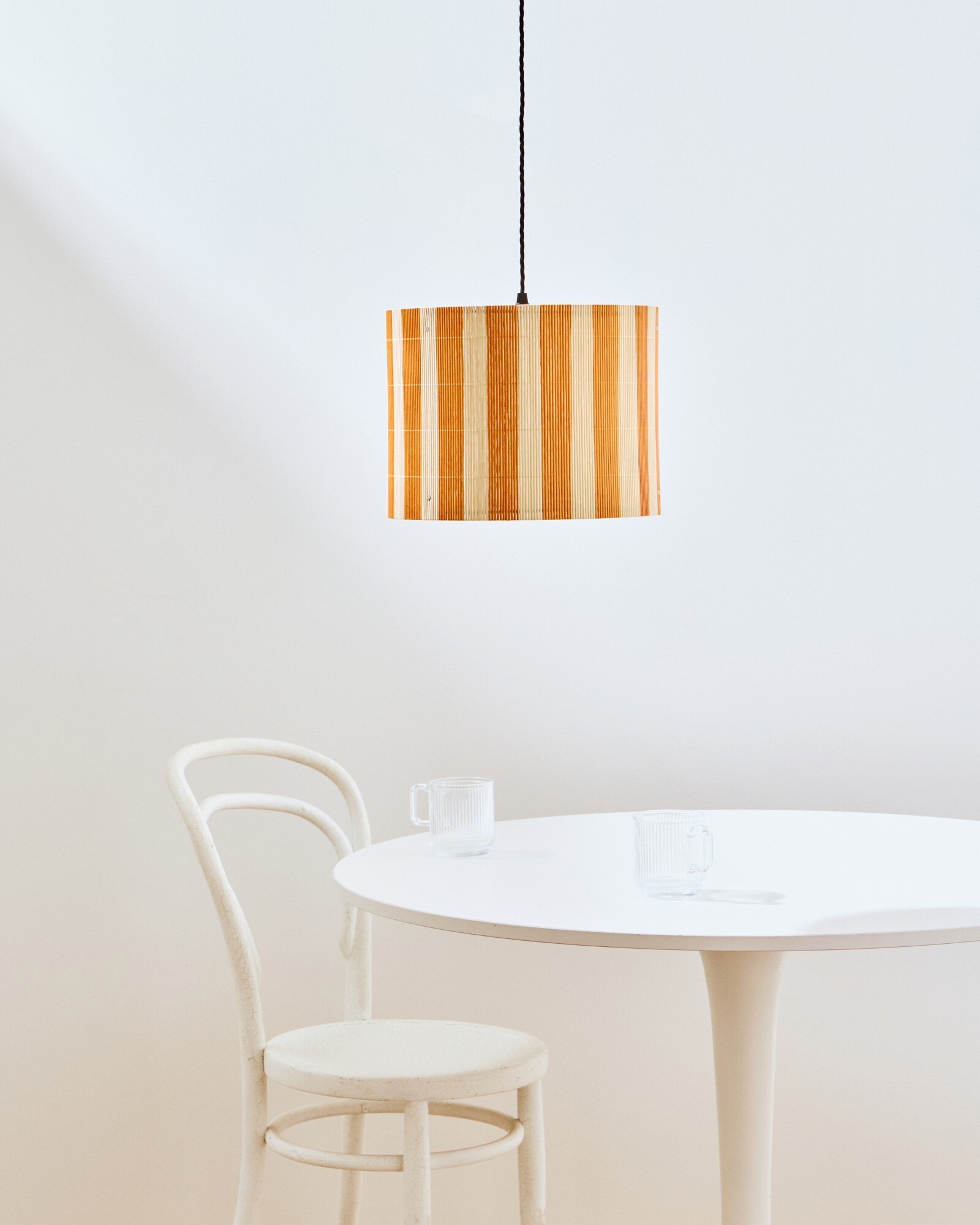 Ena Striped Orange Bamboo Lamp Shade