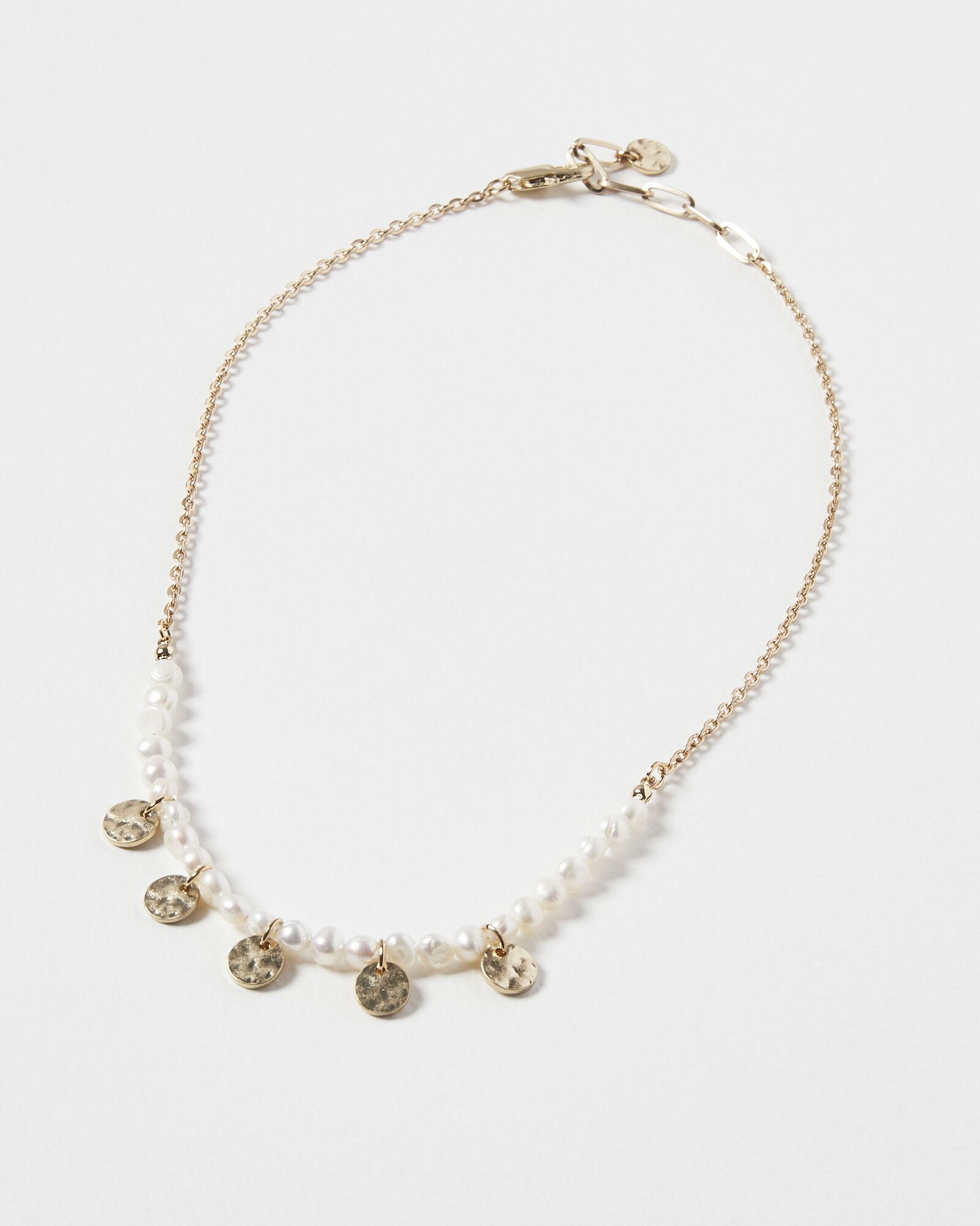 Edna Pearl & Disc Charm Chain Necklace