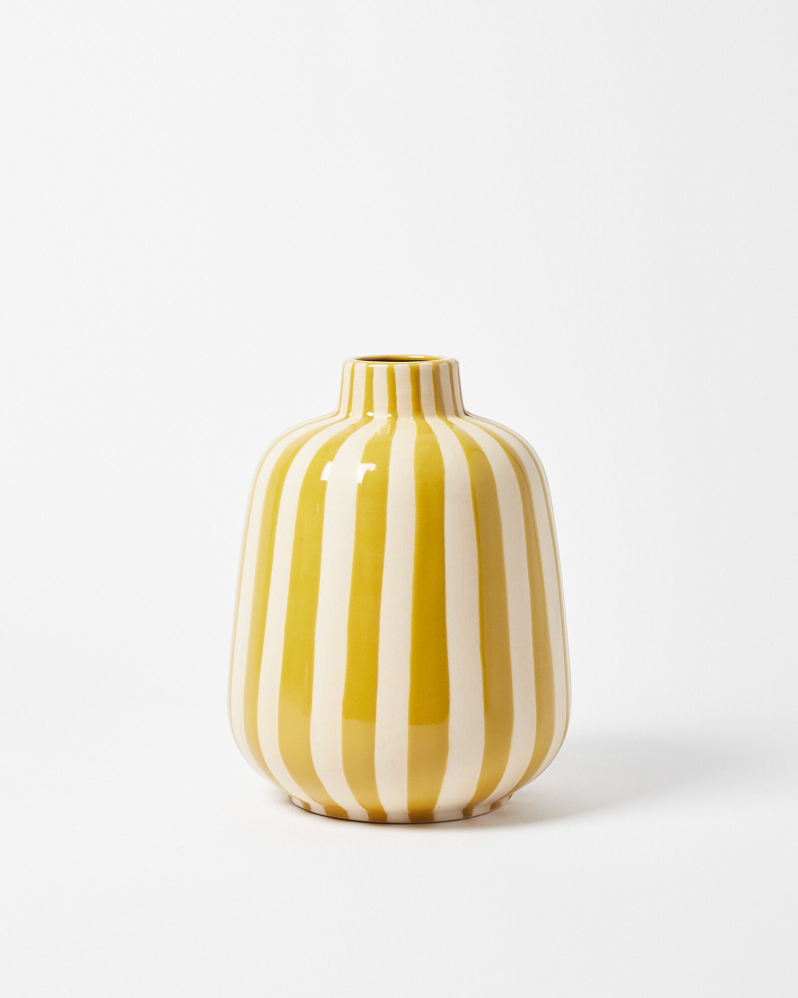 Riviera Stripe Yellow Ceramic Vase | Oliver Bonas
