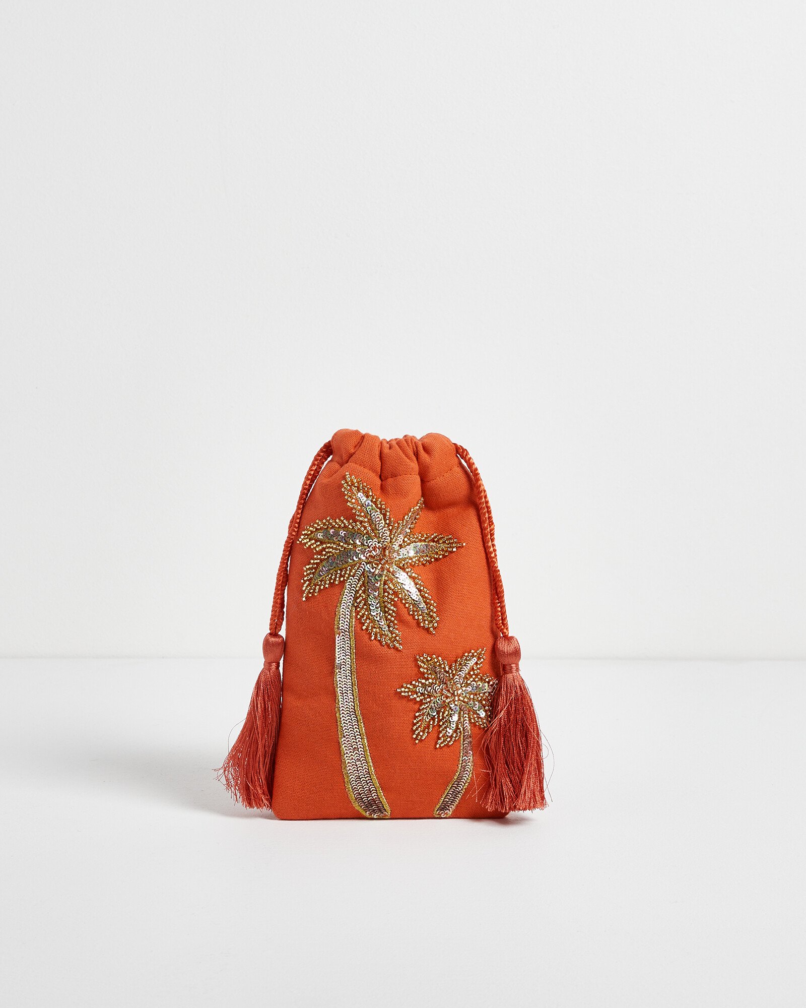 Palm Tree Orange & Gold Cotton Glasses Case Oliver Bonas