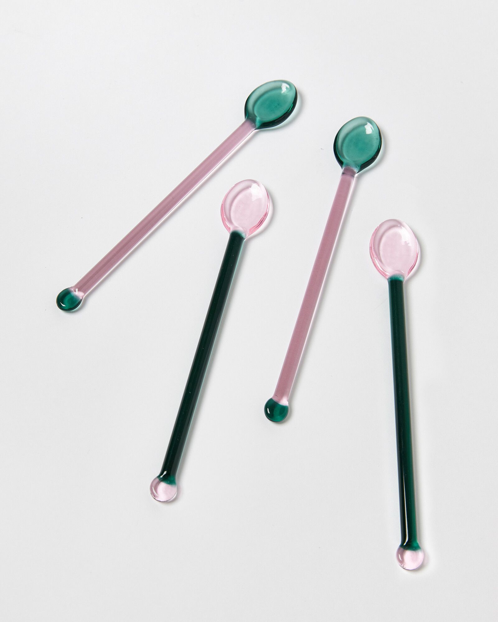 Oita Pink & Green Glass Spoons Set of Four | Oliver Bonas IE