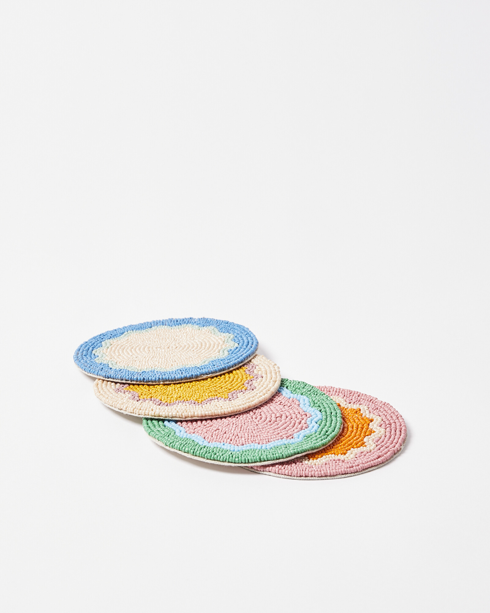 Riviera Beaded Coasters Set of Four Oliver Bonas