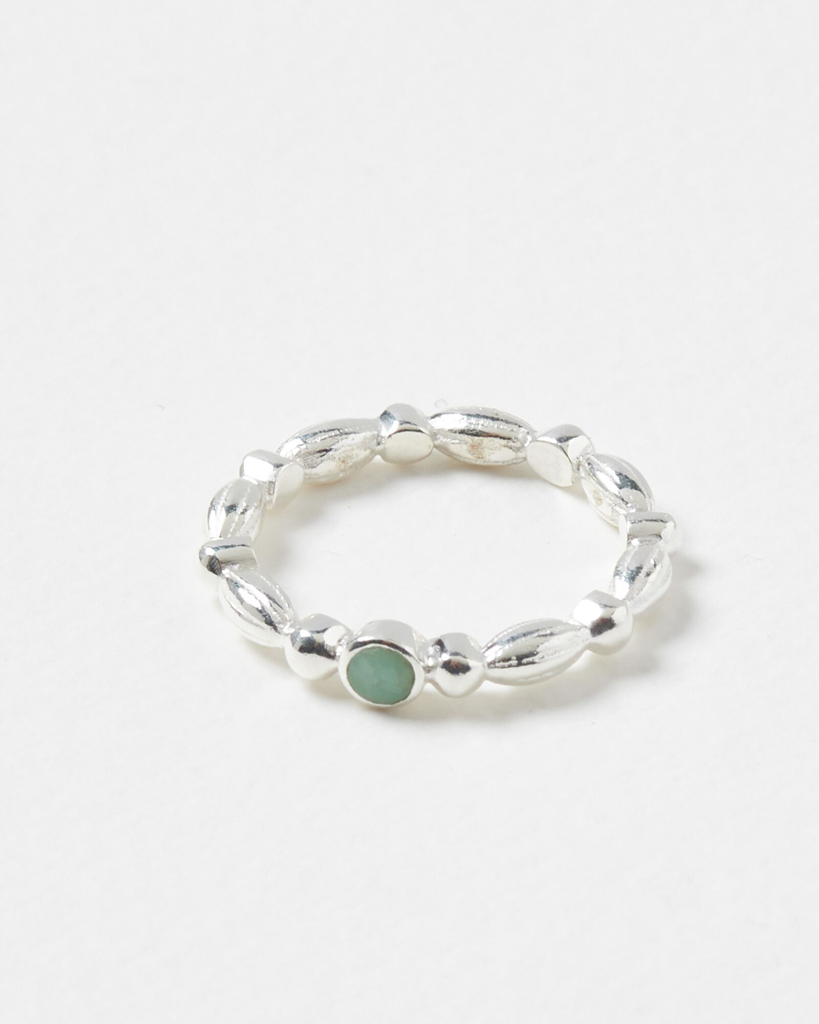 Chara Pearl & Blue Amazonite Stone Silver Ring | Oliver Bonas