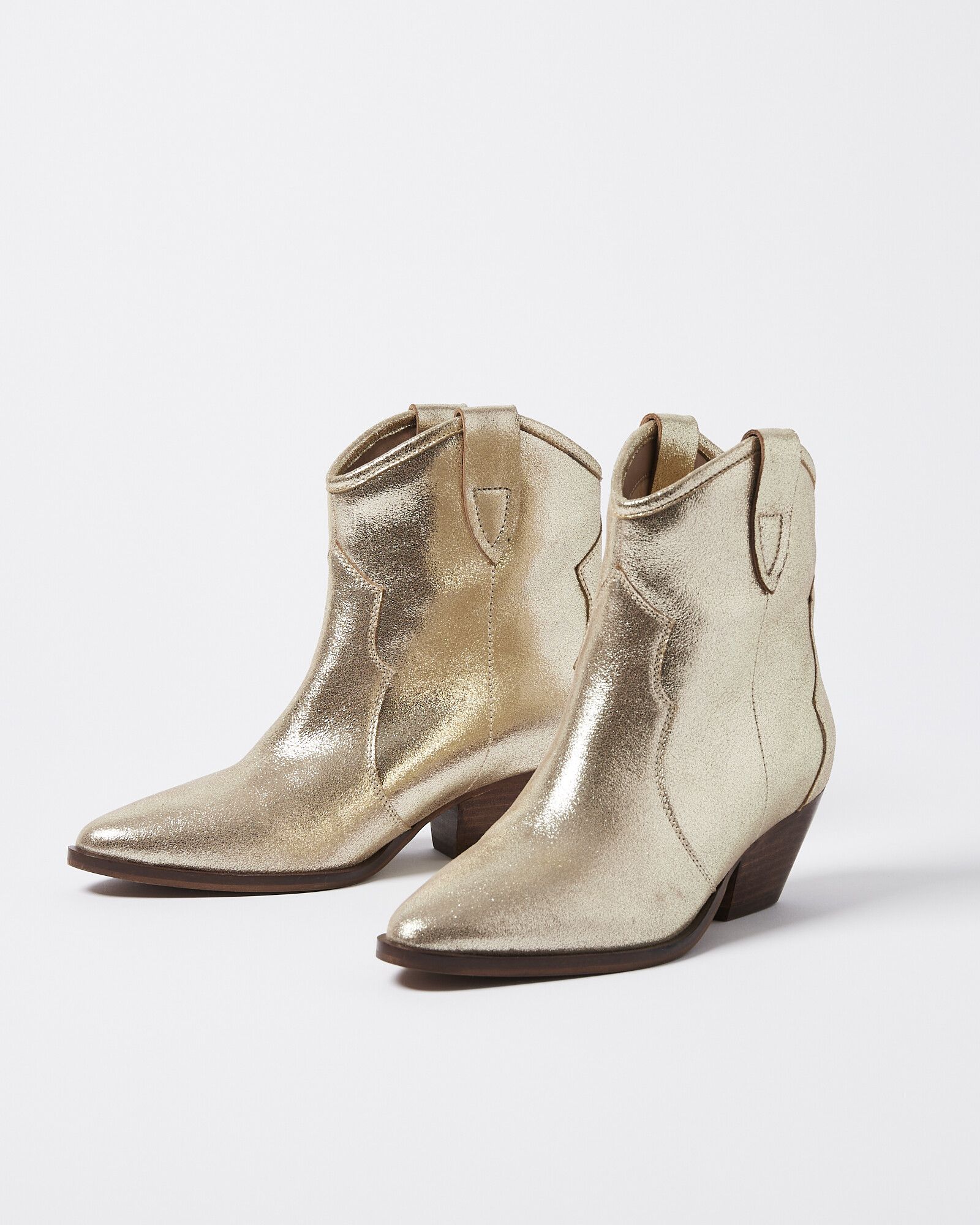 Metallic Gold Leather Cowboy Boots | Oliver Bonas