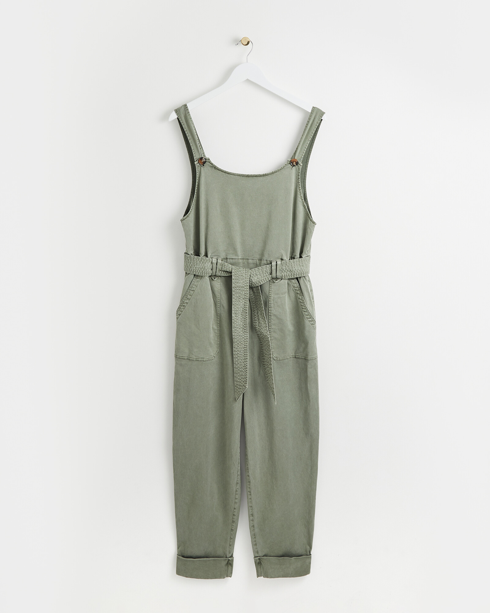 Khaki Green Dungaree Jumpsuit Oliver Bonas