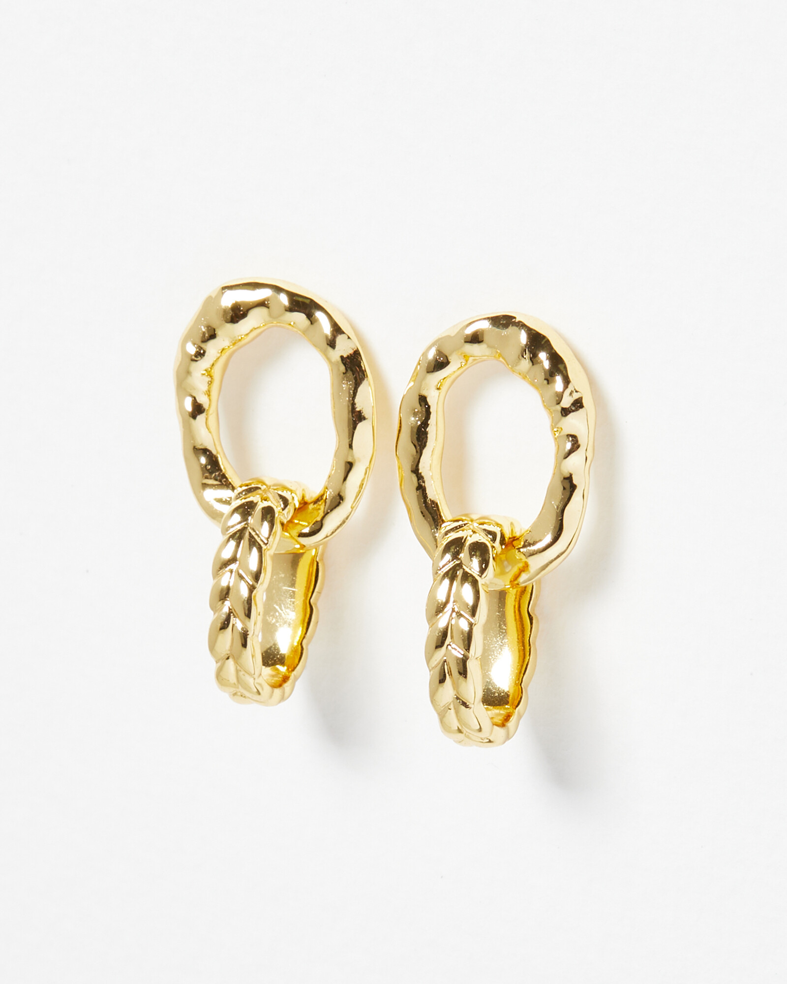 Derya Textured Loop Gold Plated Drop Earrings Oliver Bonas