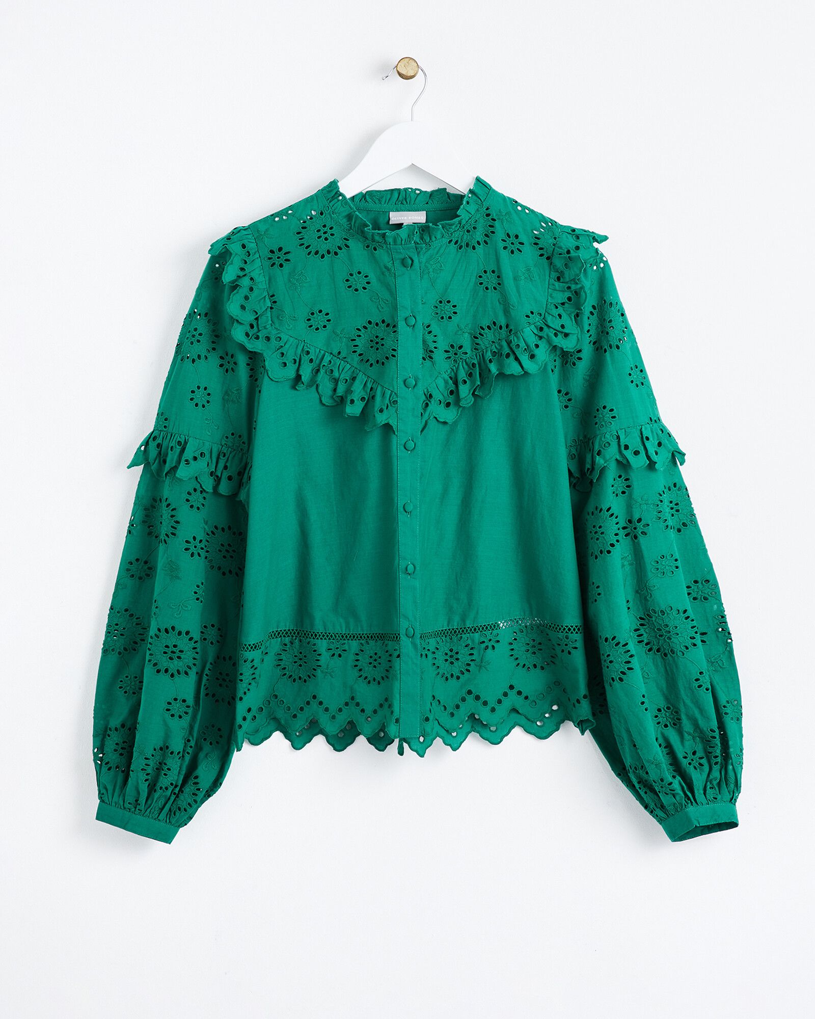 Broderie Green Shirt | Oliver Bonas