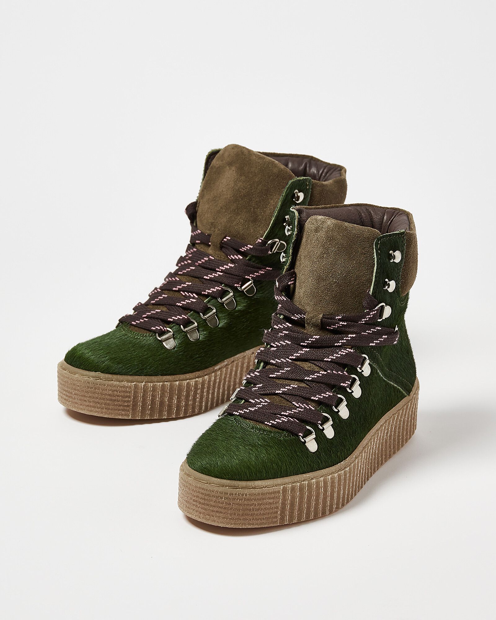 The Green Leather Hiking Boots | Oliver Bonas