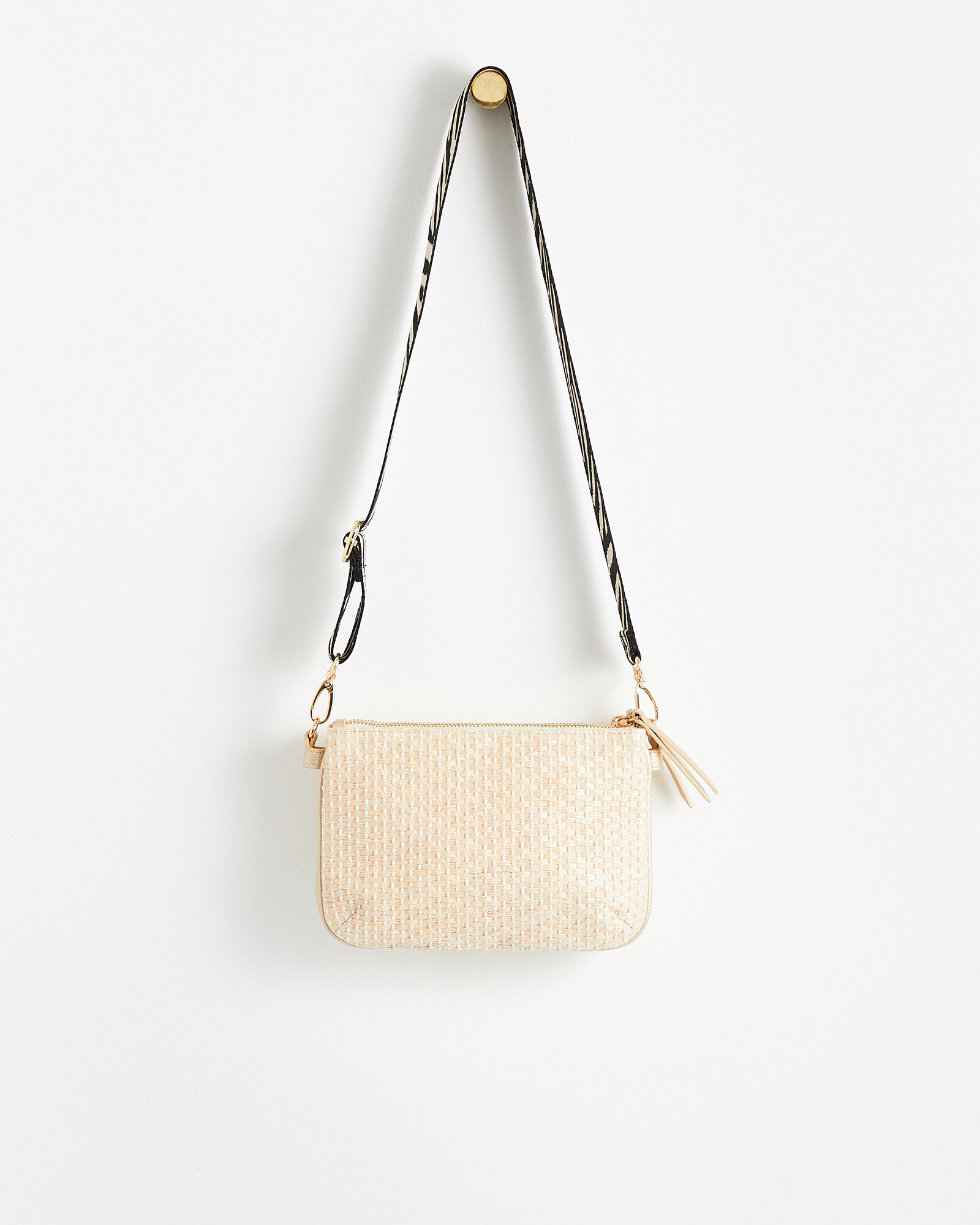 Skye Cream Weave Multi Pocket Crossbody Bag Oliver Bonas