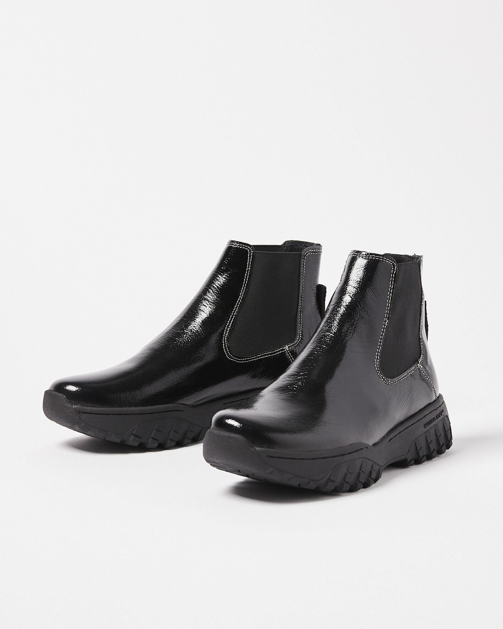 Woden Elena Patent Black Ankle Boots | Bonas