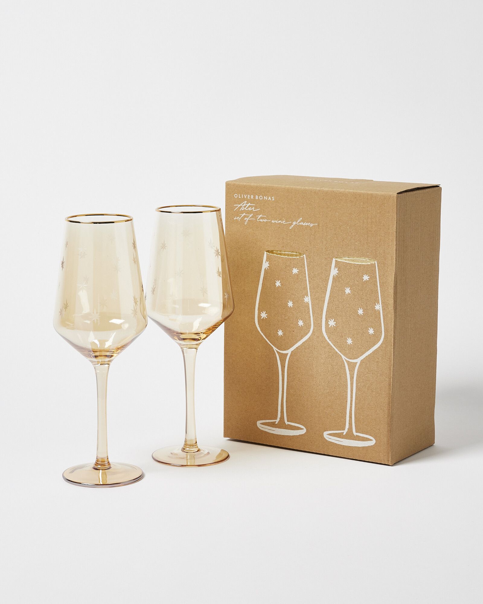 Aster Etched Star Wine Glasses Set of Two | Oliver Bonas