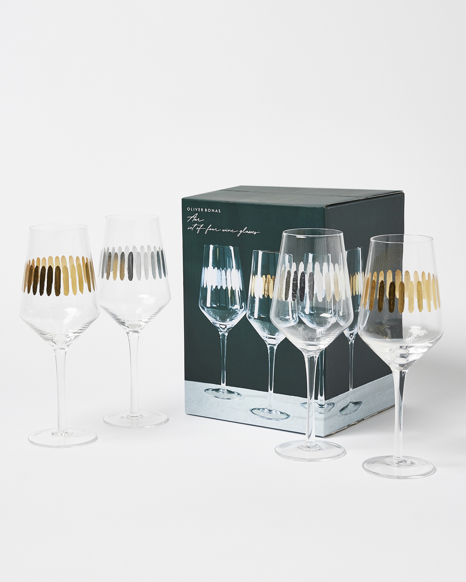 Aur Mixed Metallic Wine Glasses Set of Four Oliver Bonas