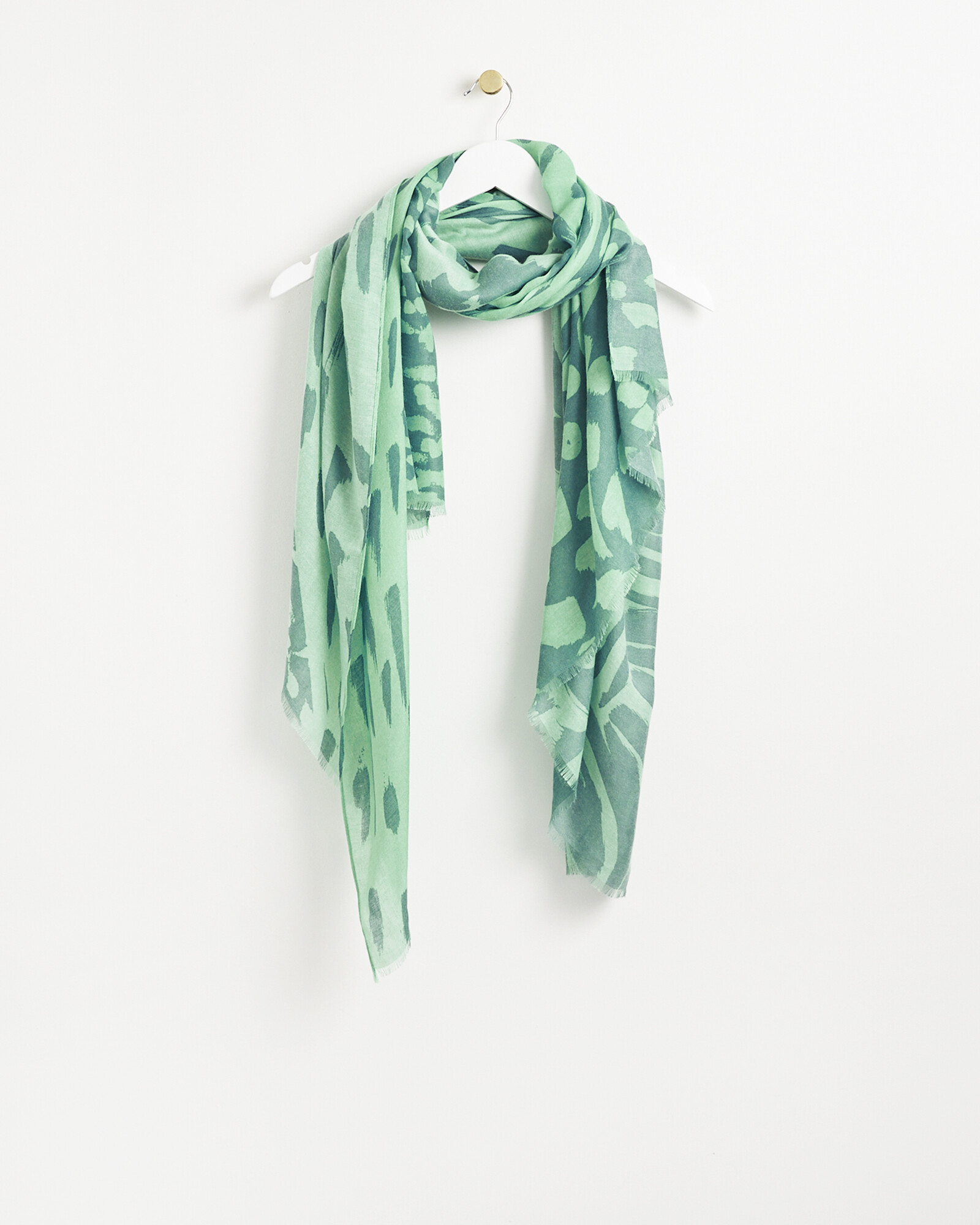 Animal Print Green Lightweight Scarf Oliver Bonas