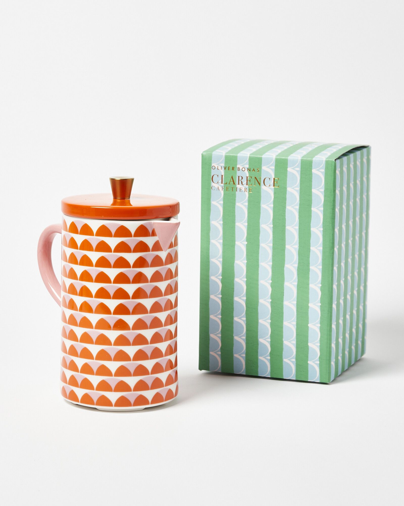 Clarence Pink & Orange Ceramic Cafetiere | Oliver Bonas