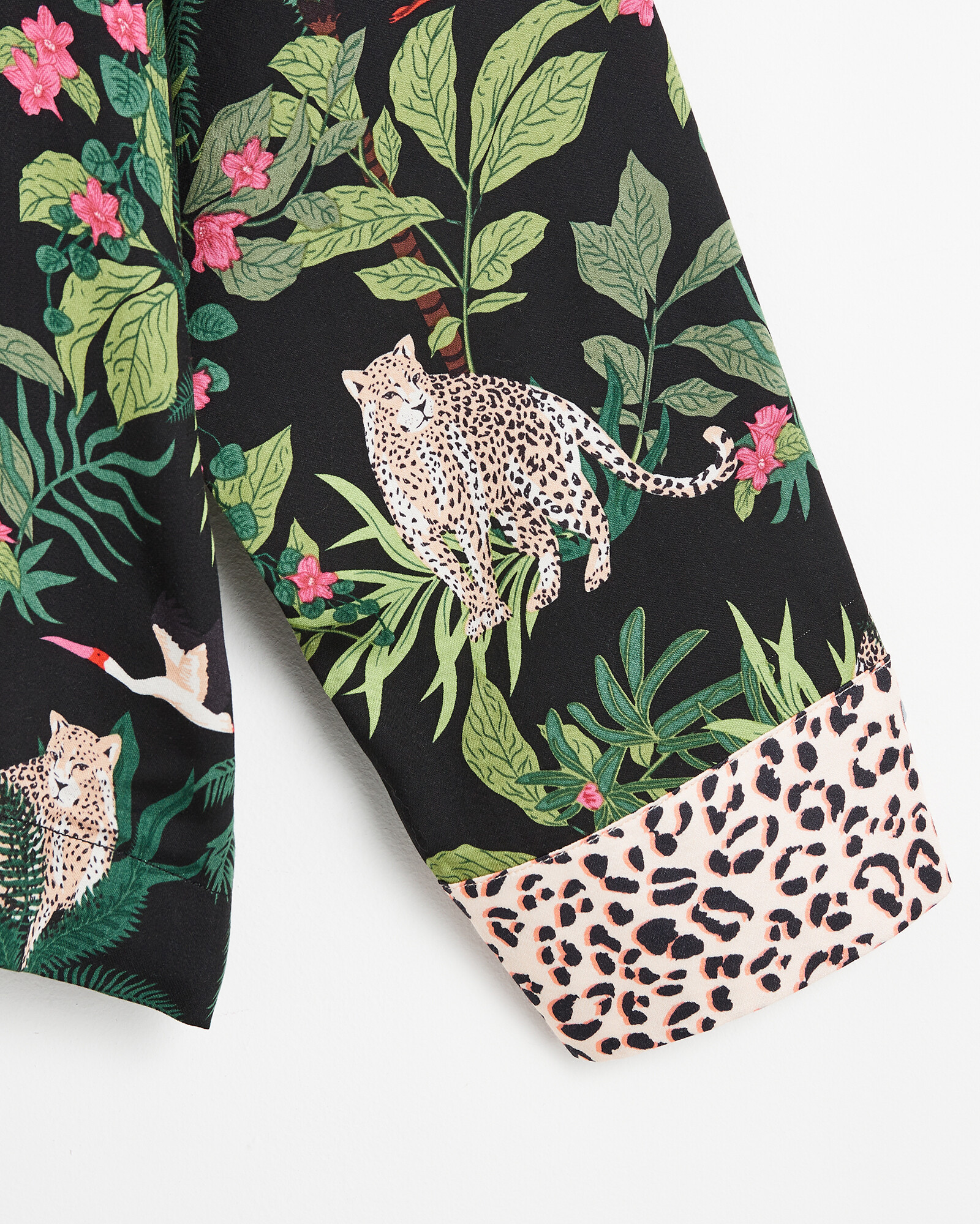 Animal Print Fur Detail Two Piece Set Black - Luxe Two Piece Sets And Luxe Party Dresses