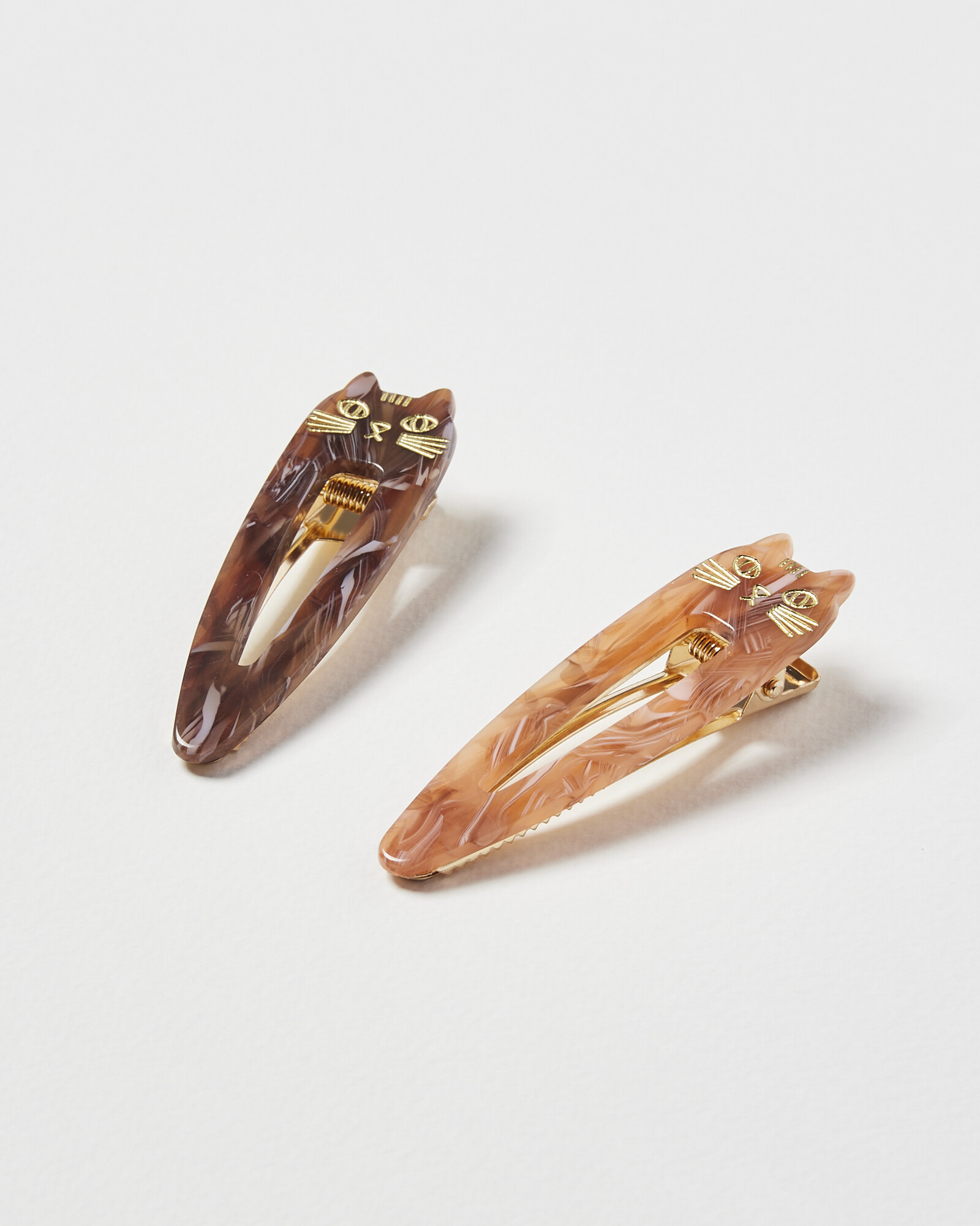 Cat Brown Hair Clips Pack of Two Oliver Bonas