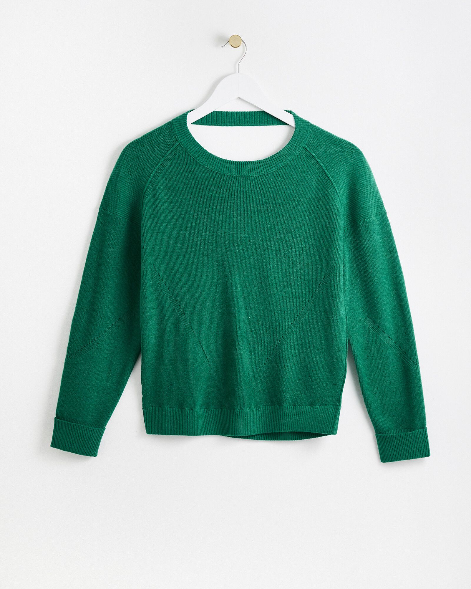 Scoop Back Green Knitted Jumper | Oliver Bonas